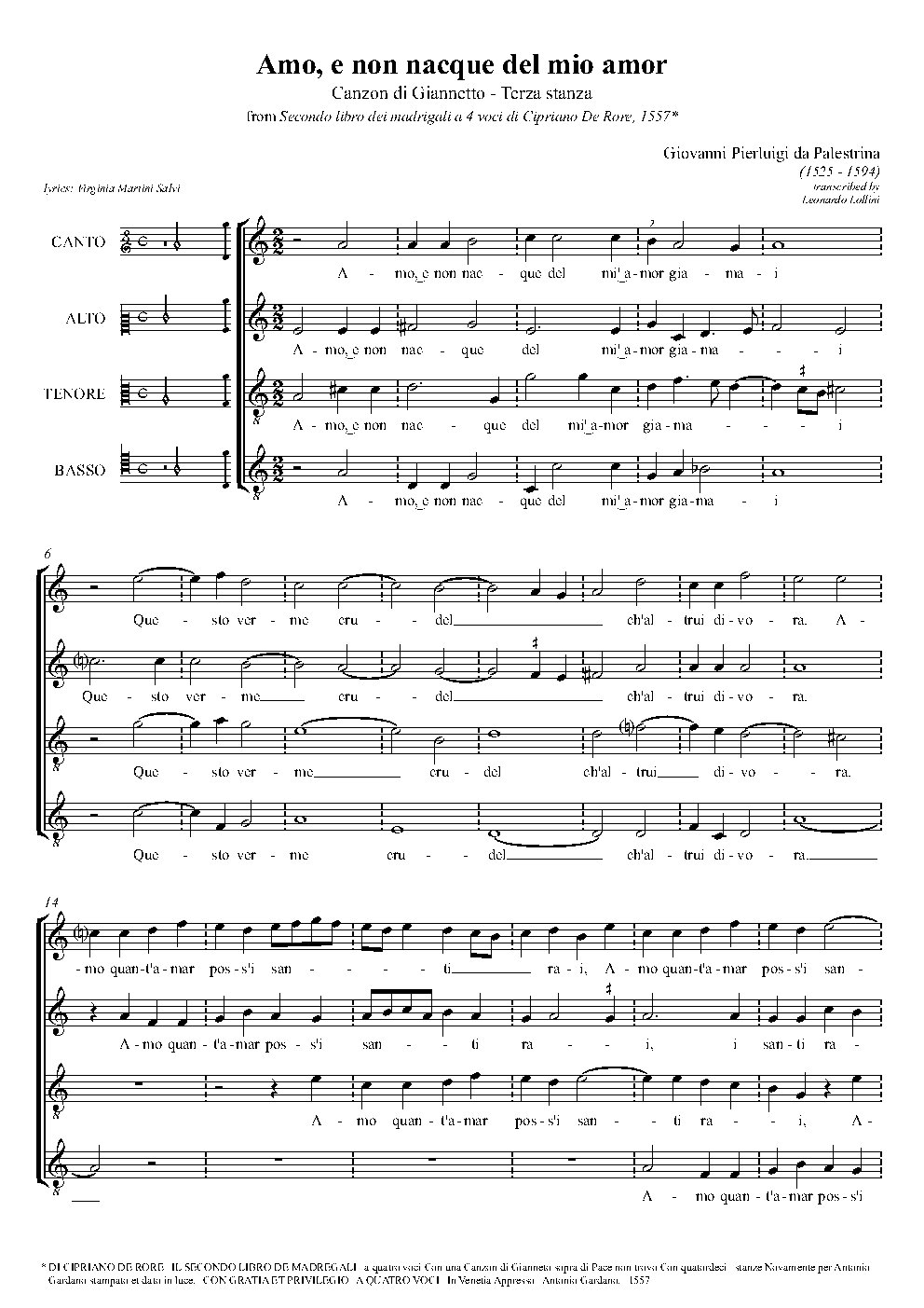 Amo e non nacque del mio amor (Terza stanza)