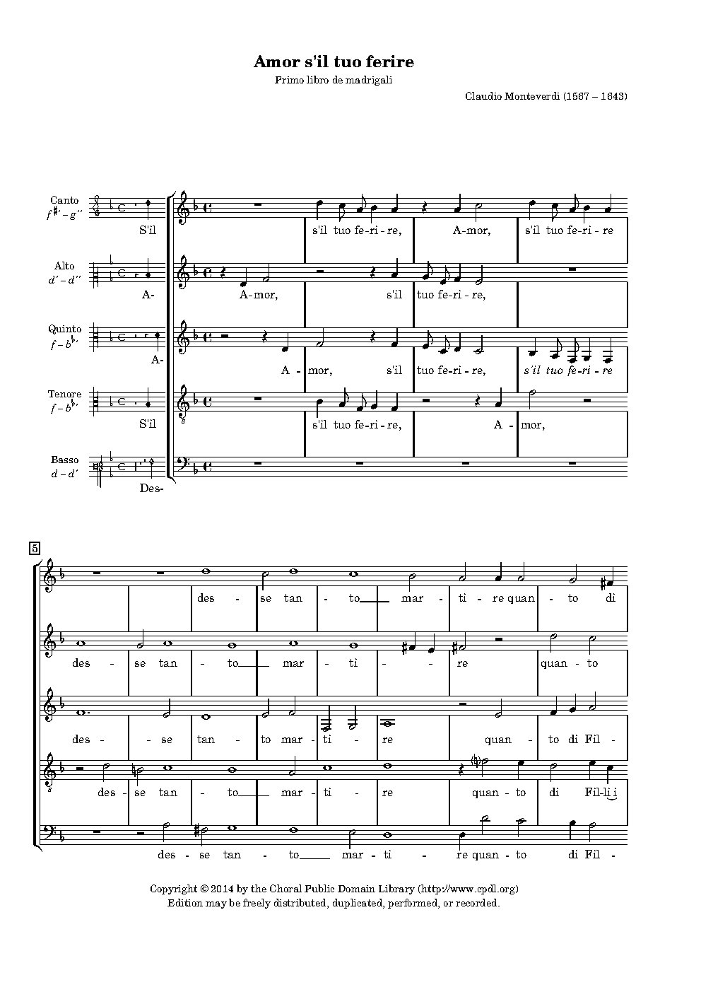Amor, s’il tuo ferire - Choir Script PDF Thumbnail