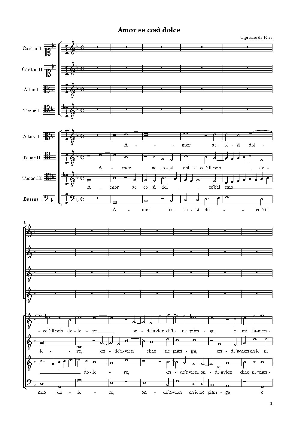 Amor, se cosi dolce e il mio dolore - Choir Script PDF Thumbnail
