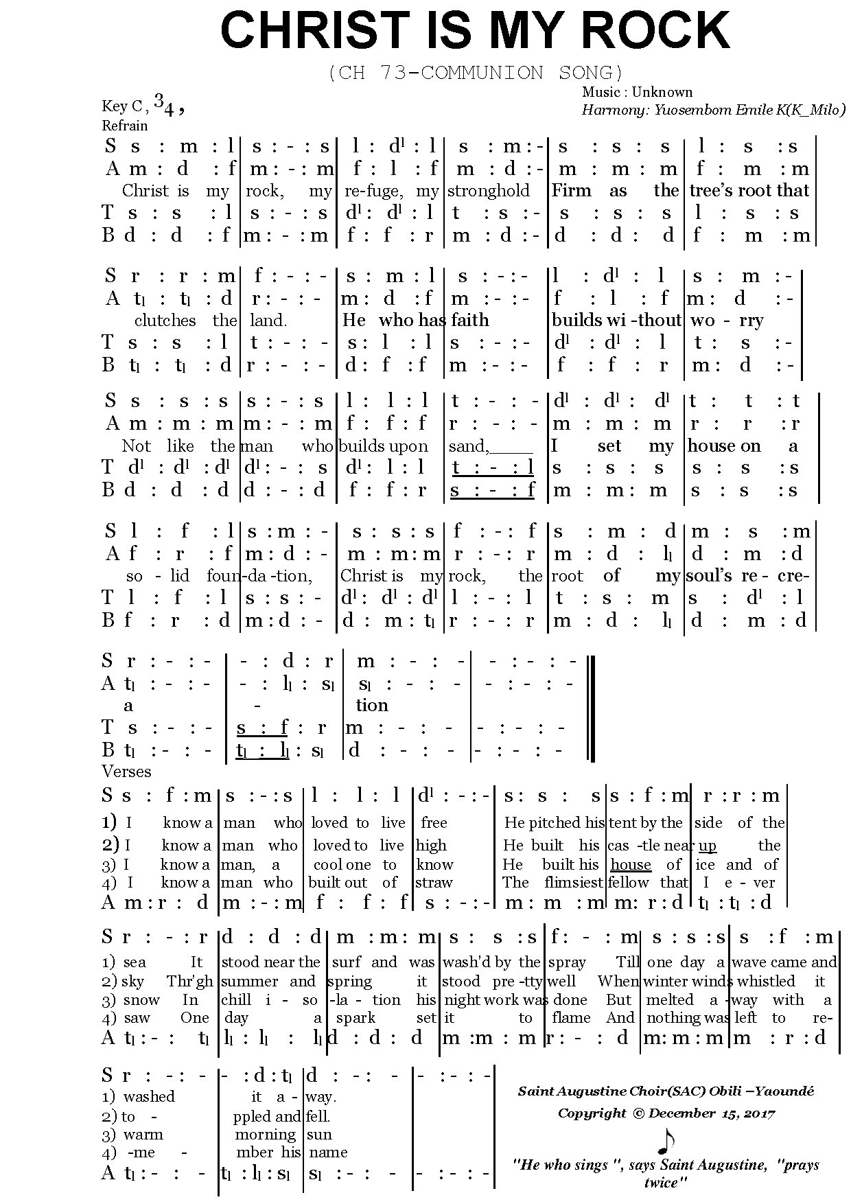 Christ Is My Rock - Download Choir Script PDF