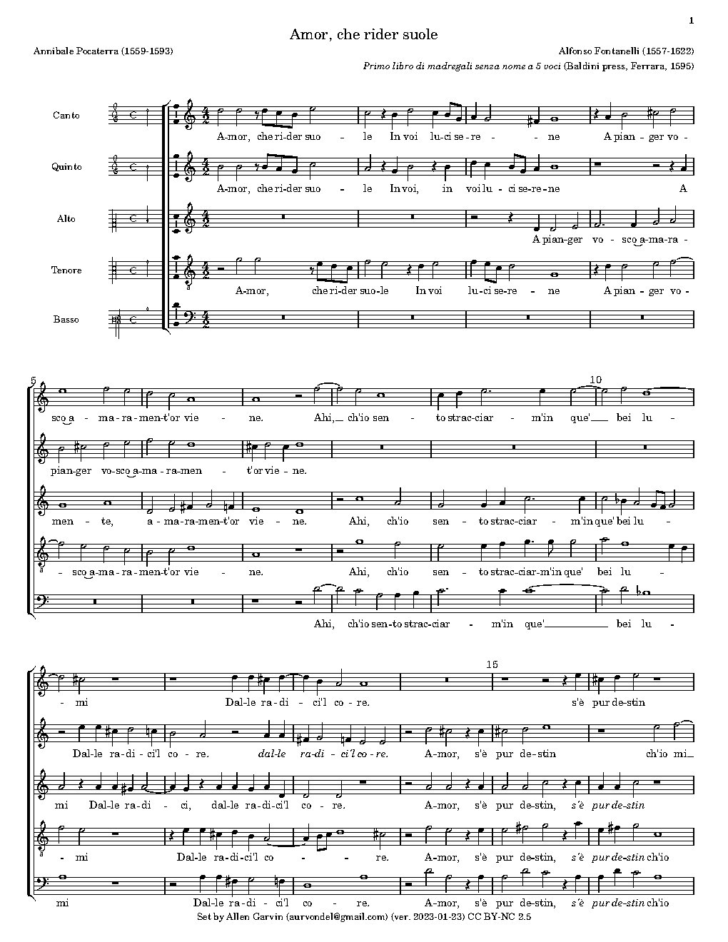 Amor, che rider suole - Choir Script PDF Thumbnail