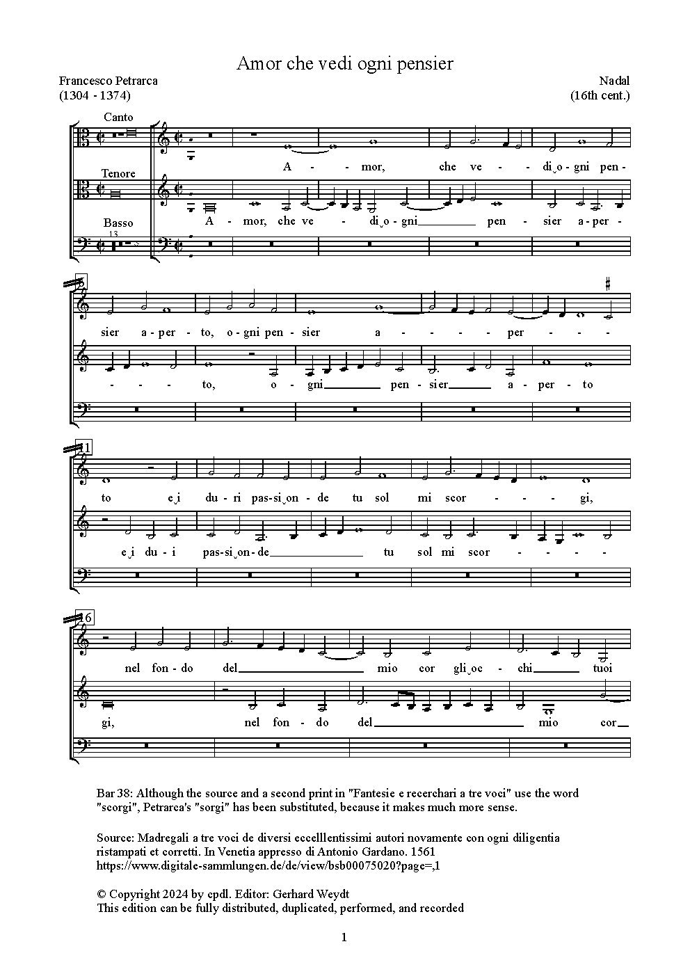 Amor, che vedi ogni pensier - Choir Script PDF Thumbnail