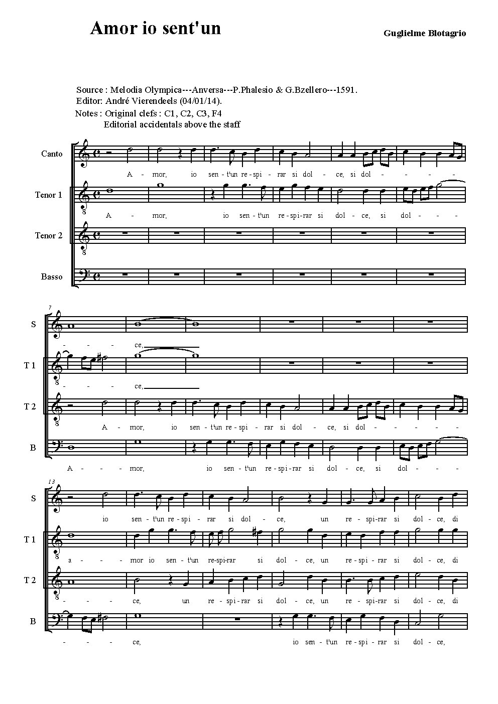 Amor io sent/'un - Choir Script PDF Thumbnail