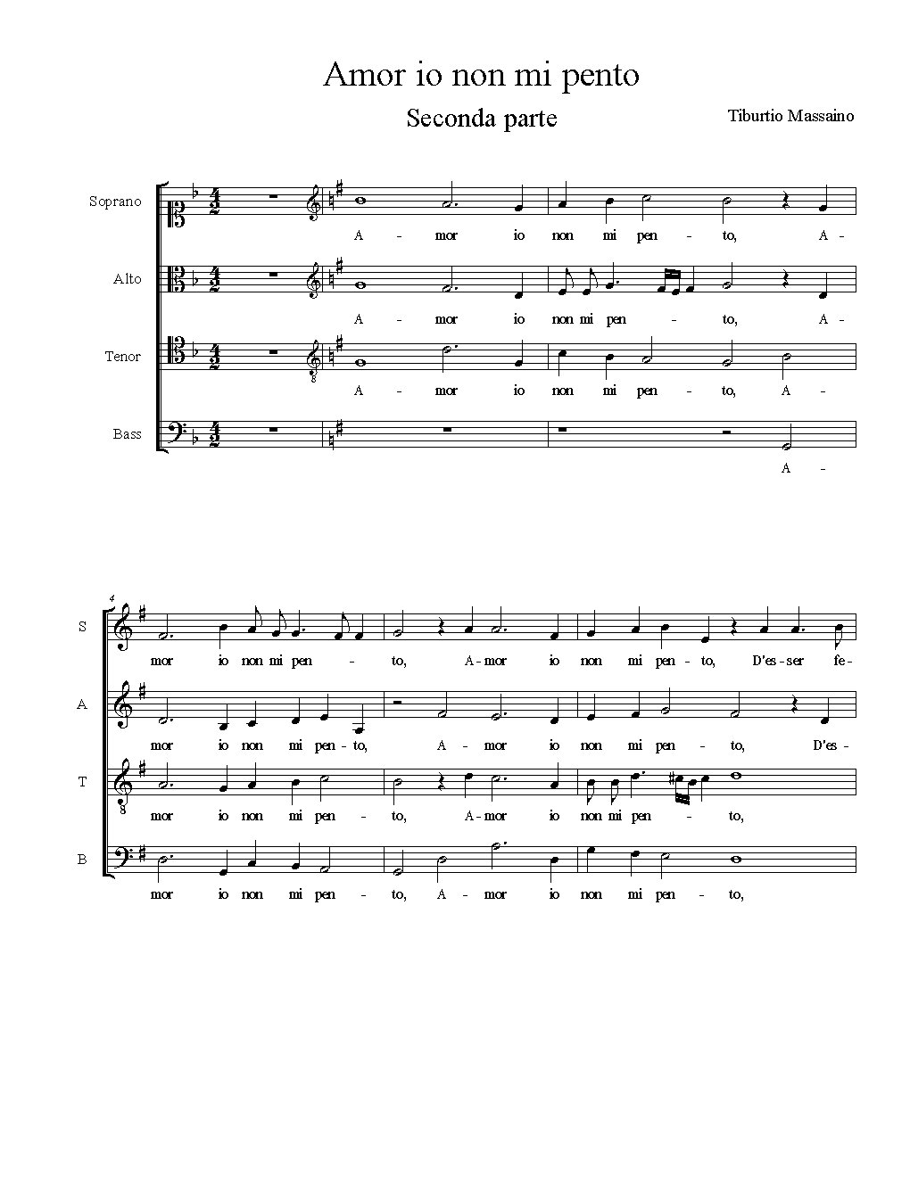 Amor io non mi pento - Choir Script PDF Thumbnail