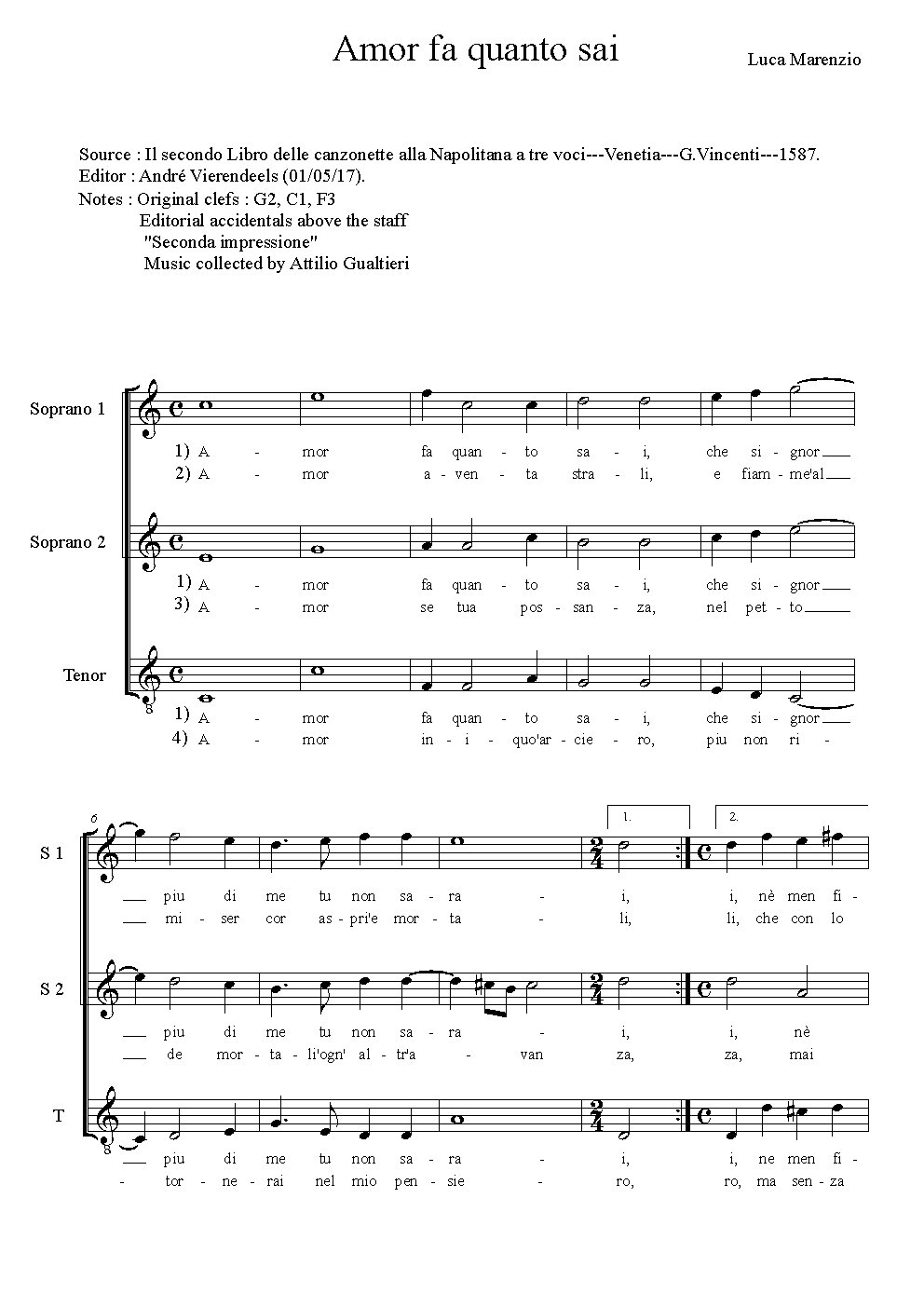 Amor fa quanto sai - Choir Script PDF Thumbnail