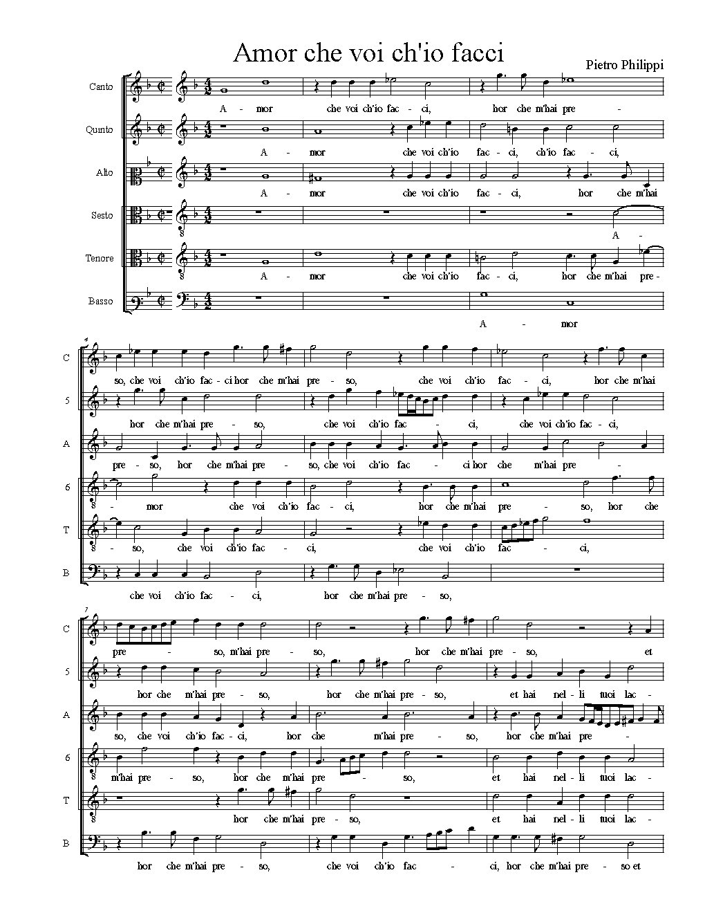 Amor che voi ch'io facci - Choir Script PDF Thumbnail