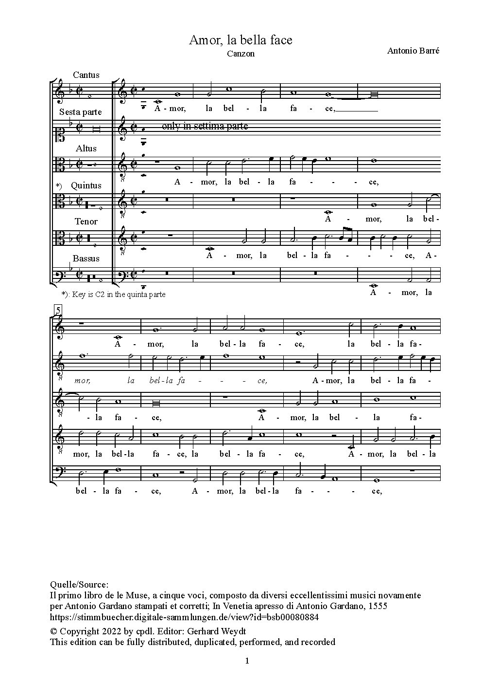 Amor la bella face - Choir Script PDF Thumbnail
