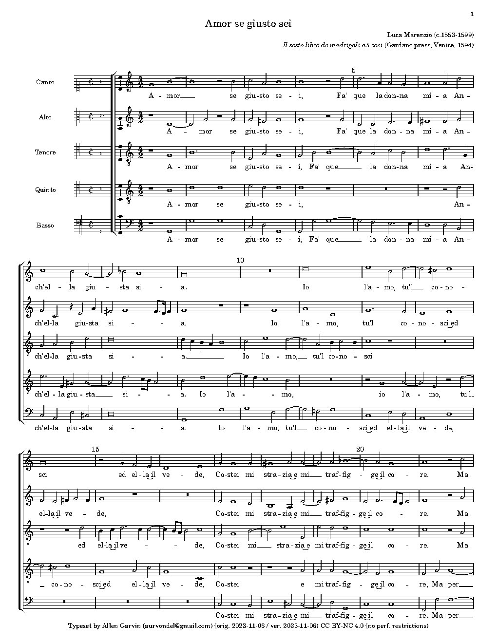 Amor se giusto sei - Choir Script PDF Thumbnail