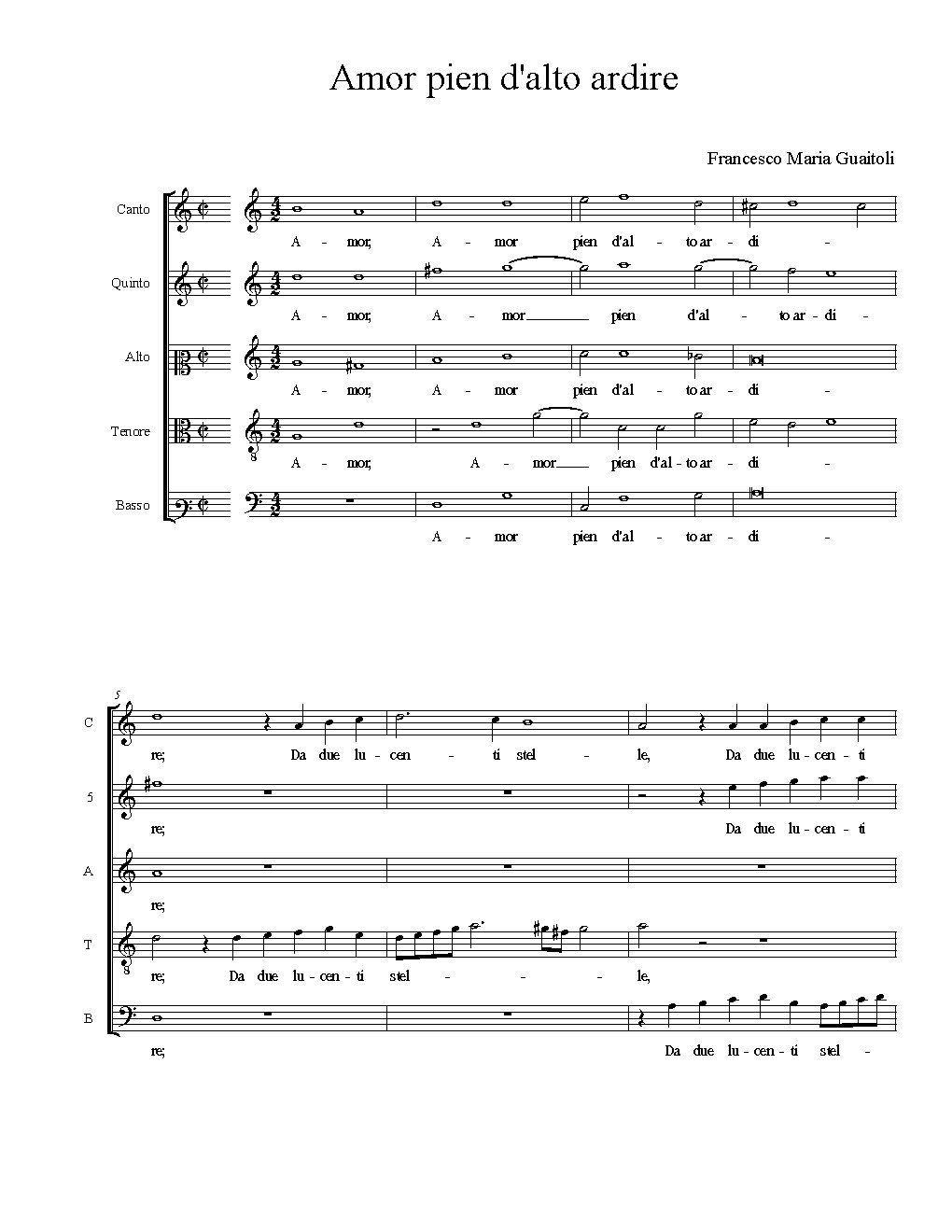 Amor pien d'alto ardire - Choir Script PDF Thumbnail