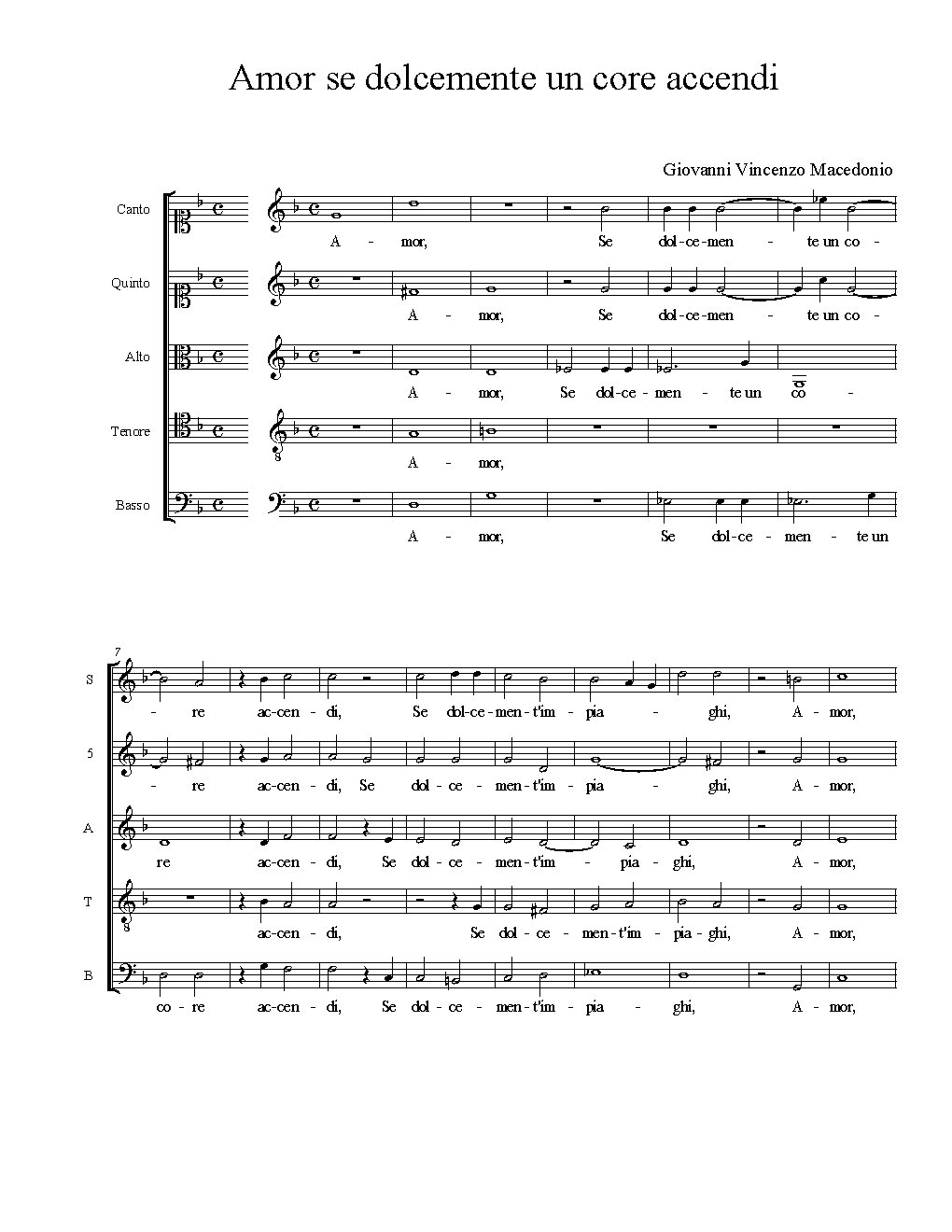 Amor se dolcemente un core accendi - Choir Script PDF Thumbnail