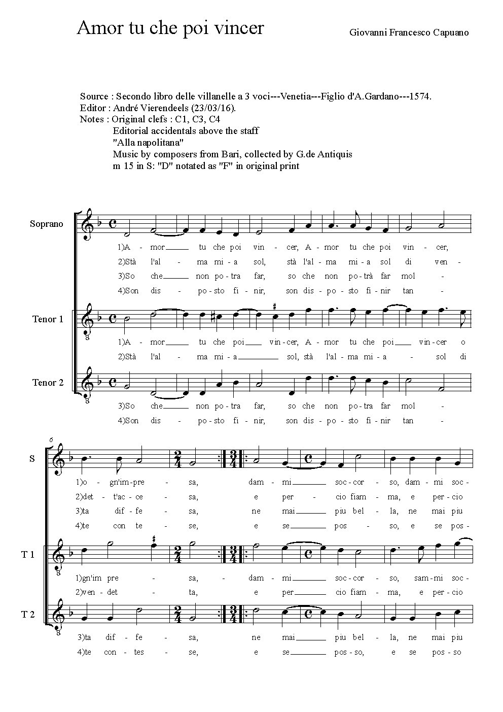 Amor tu che poi vincer - Choir Script PDF Thumbnail