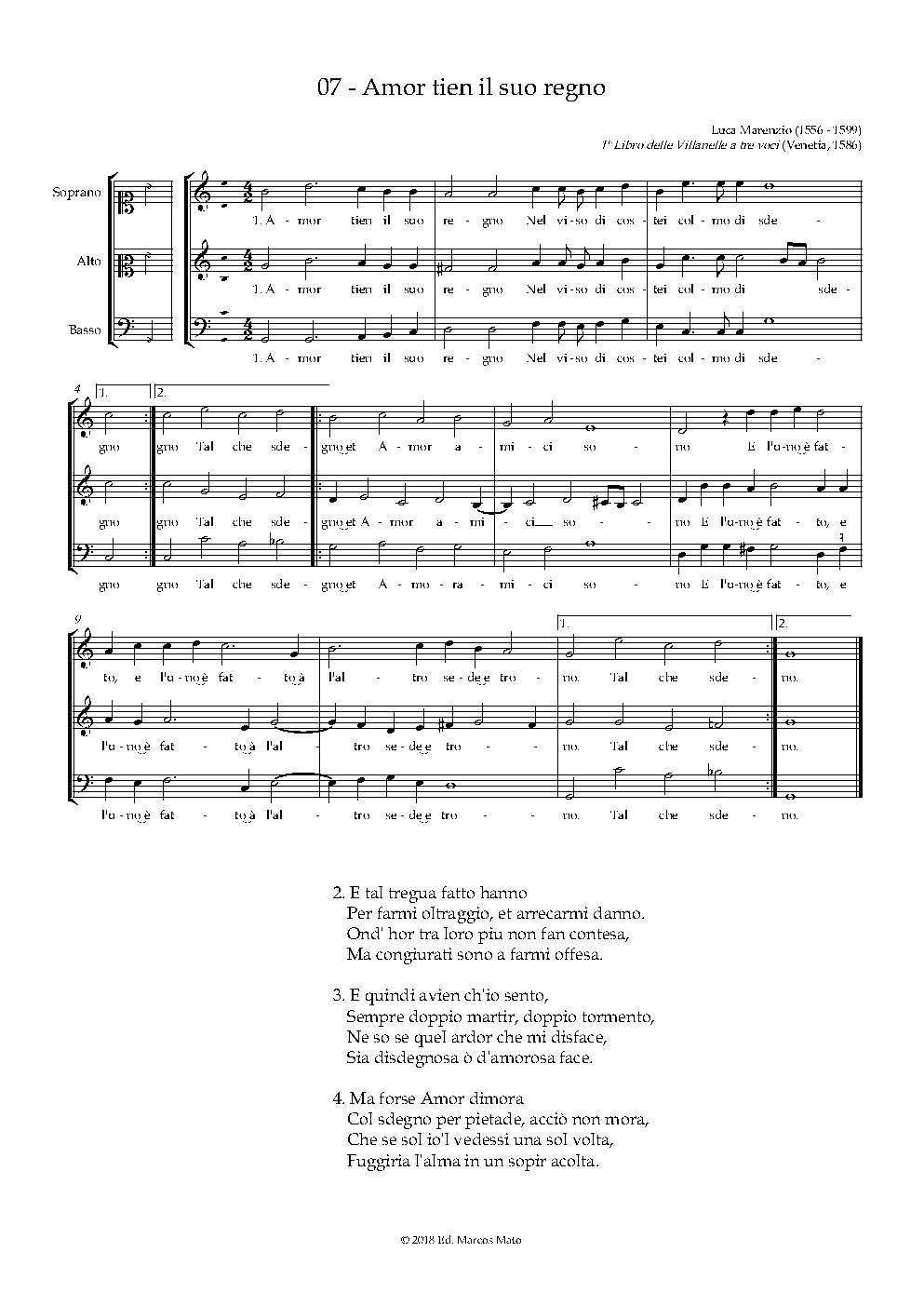 Amor tien il suo regno - Choir Script PDF Thumbnail