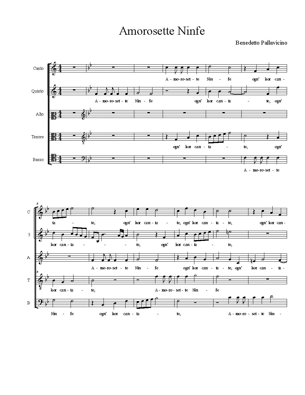 Amoresette Ninfe - Choir Script PDF Thumbnail