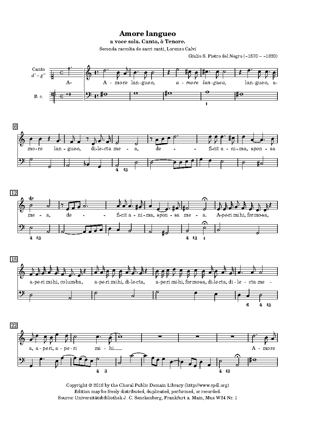 Amore langueo (1624) - Choir Script PDF Thumbnail