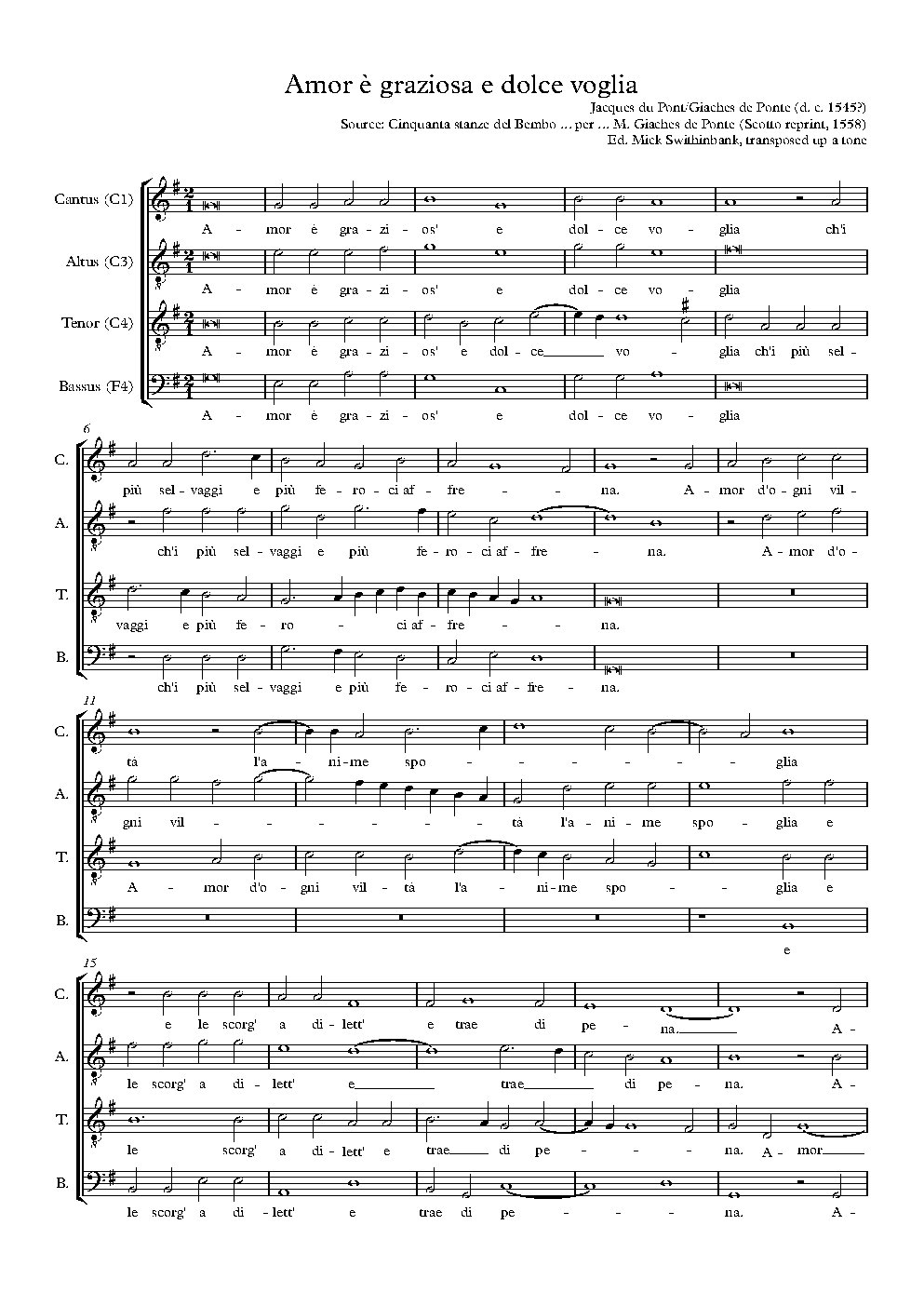 Amor è graziosa e dolce voglia - Choir Script PDF Thumbnail