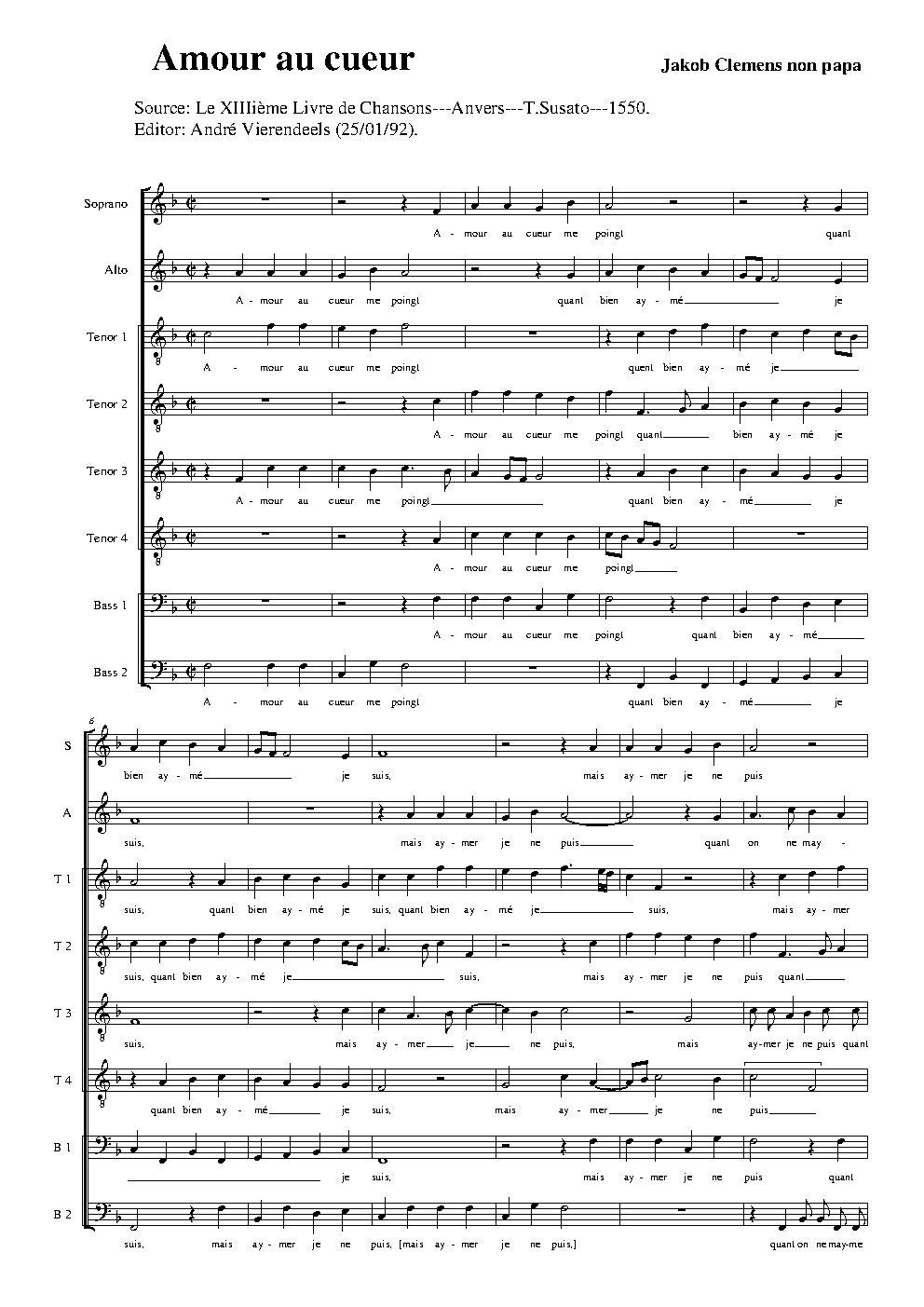 Amour au cueur - Choir Script PDF Thumbnail