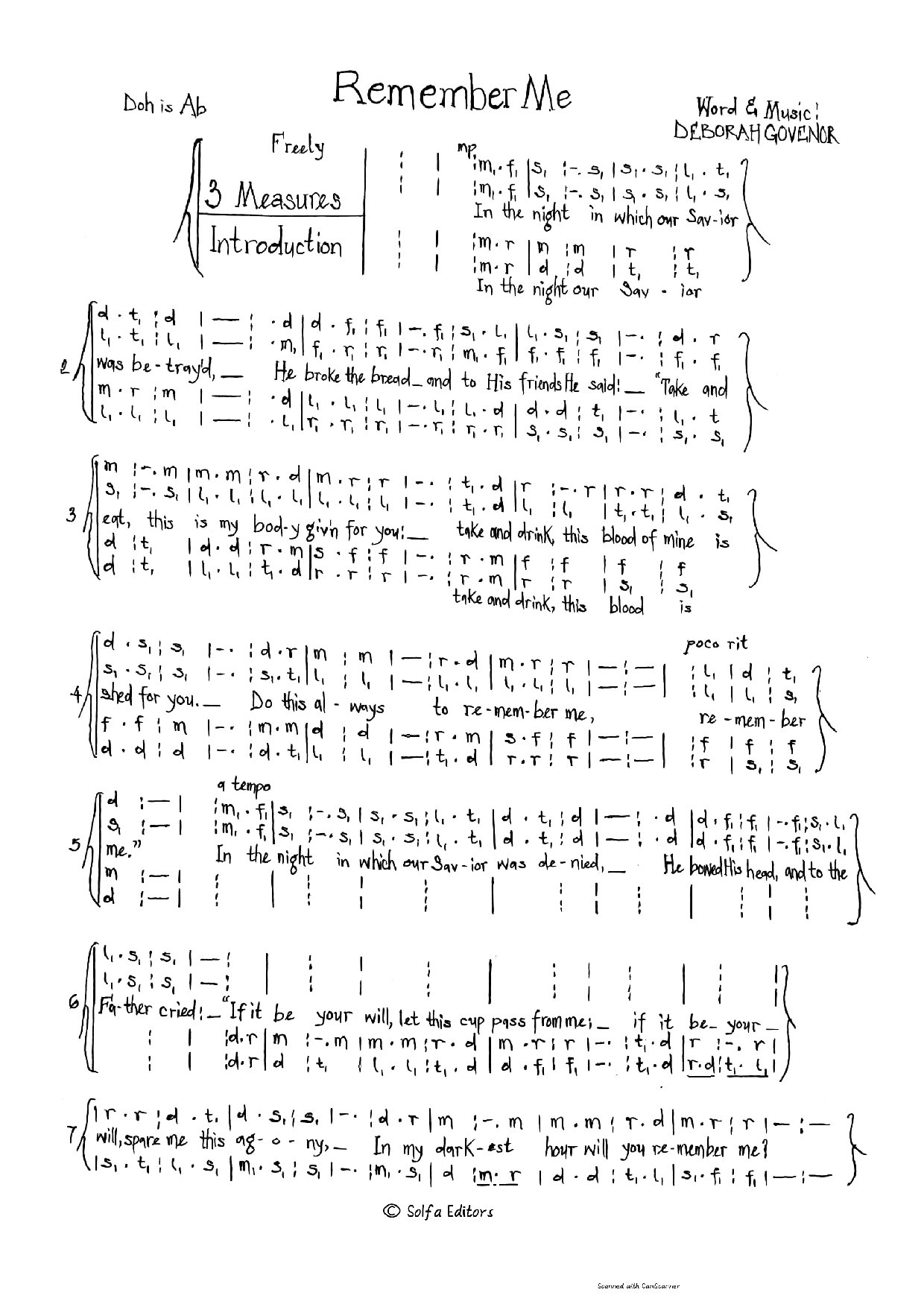 Remember Me - Download Choir Script PDF