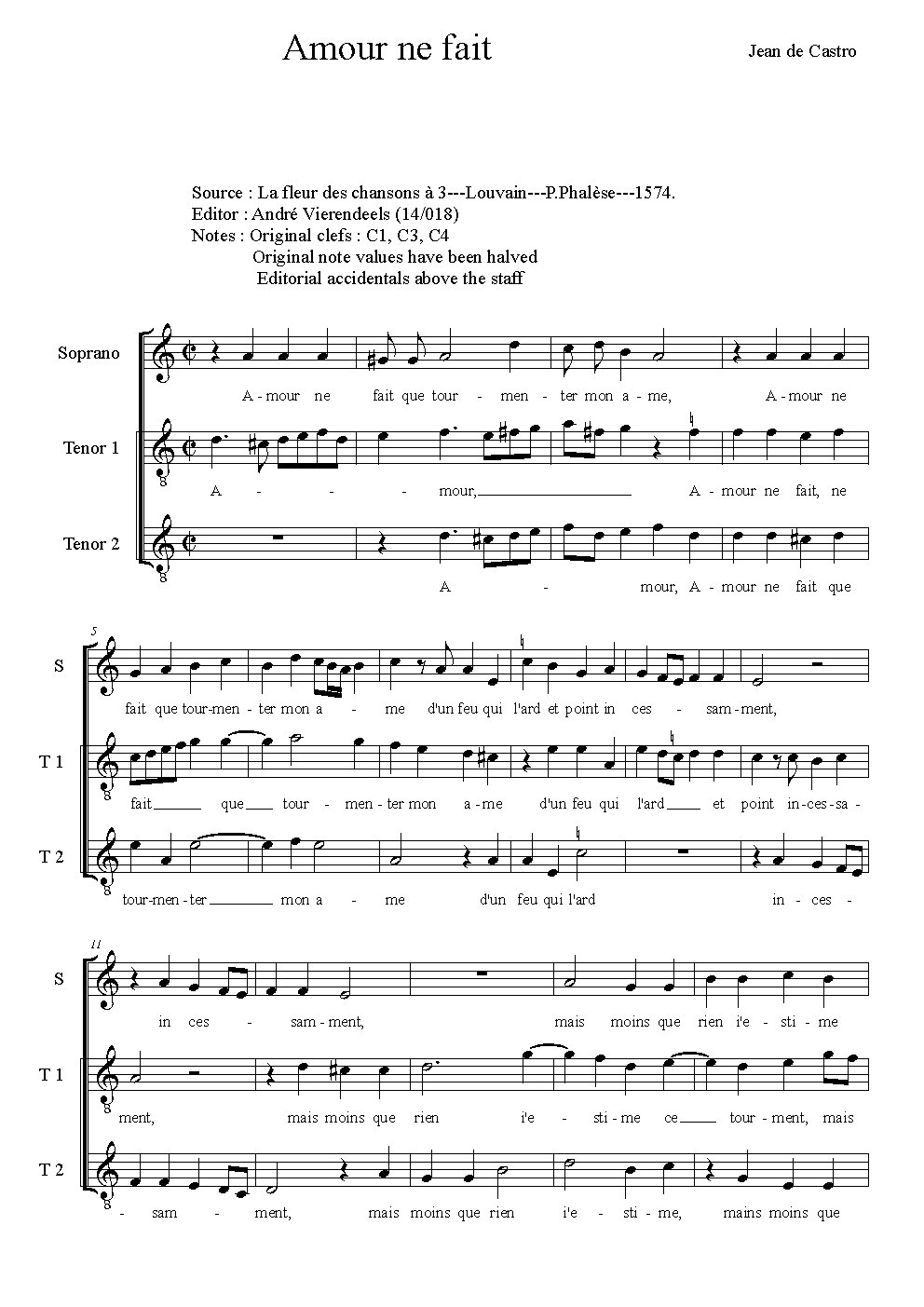 Amour ne fait que tourmenter - Choir Script PDF Thumbnail