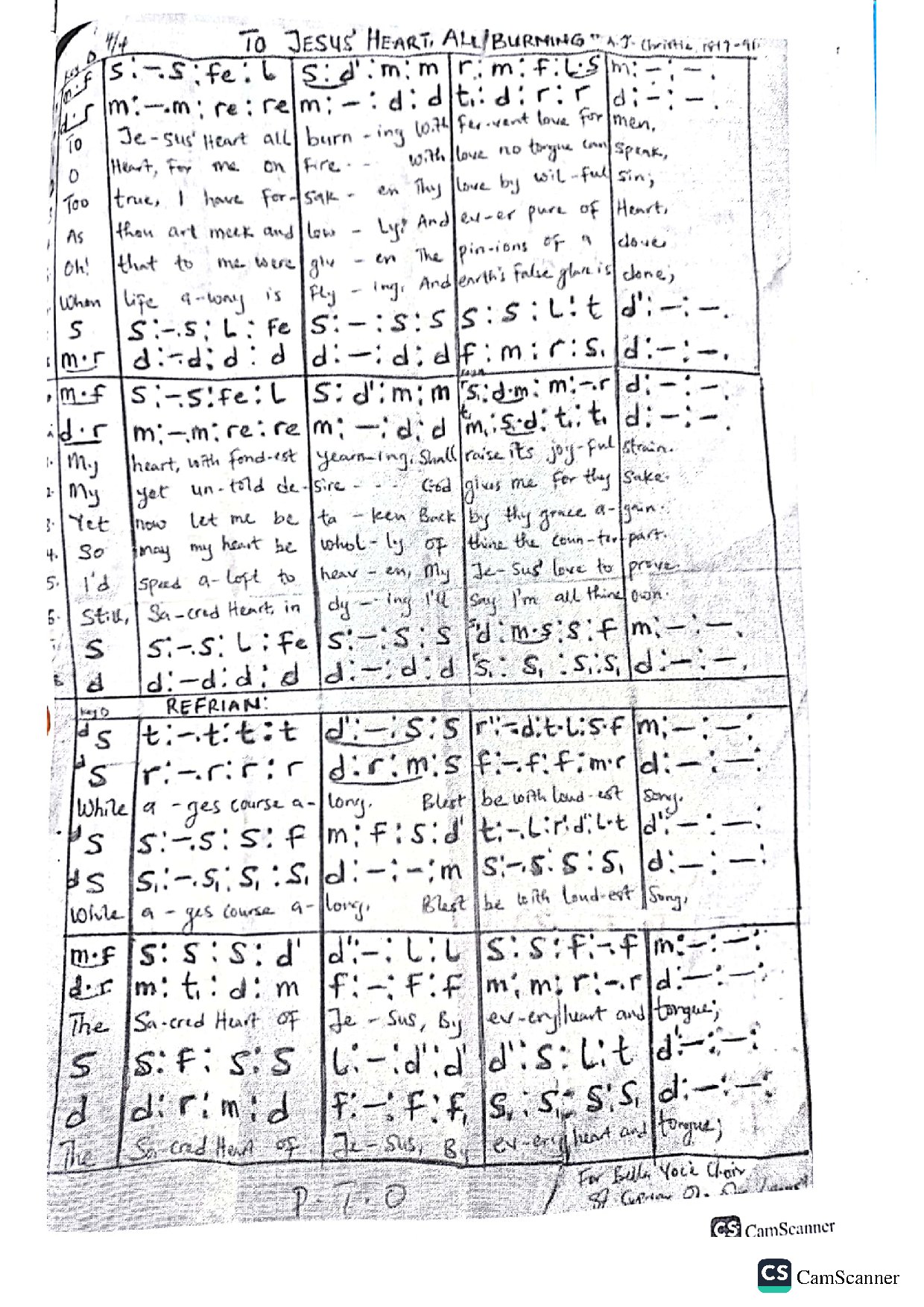 To Jesus Heart All Burning - Download Choir Script PDF