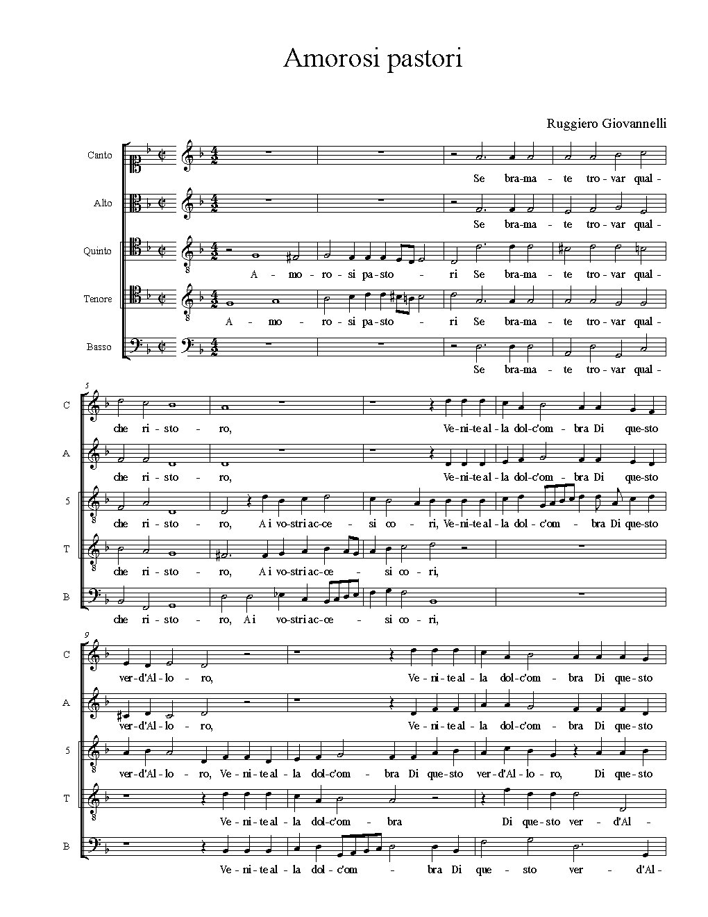 Amorosi pastori - Choir Script PDF Thumbnail