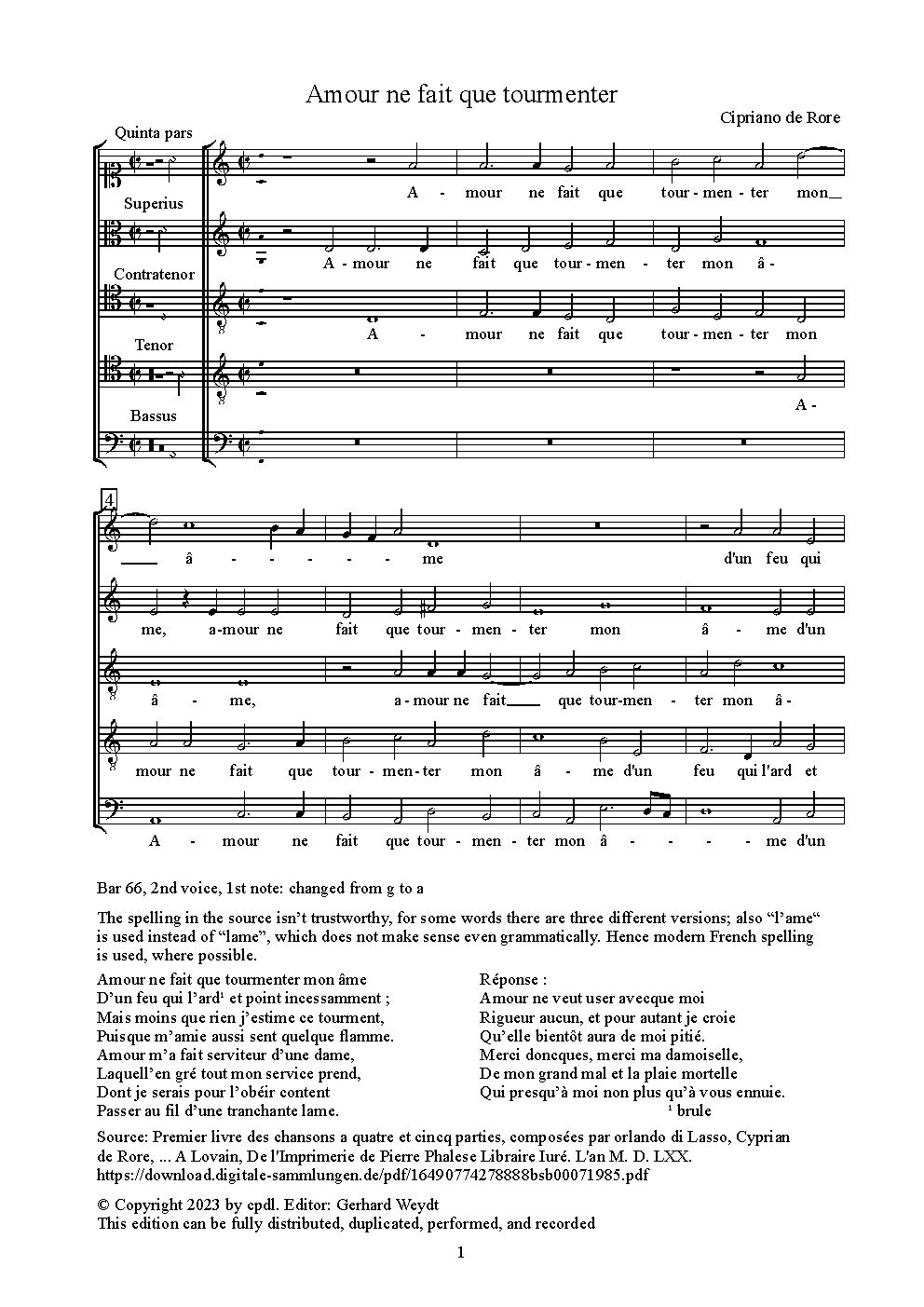 Amour me fait - Choir Script PDF Thumbnail