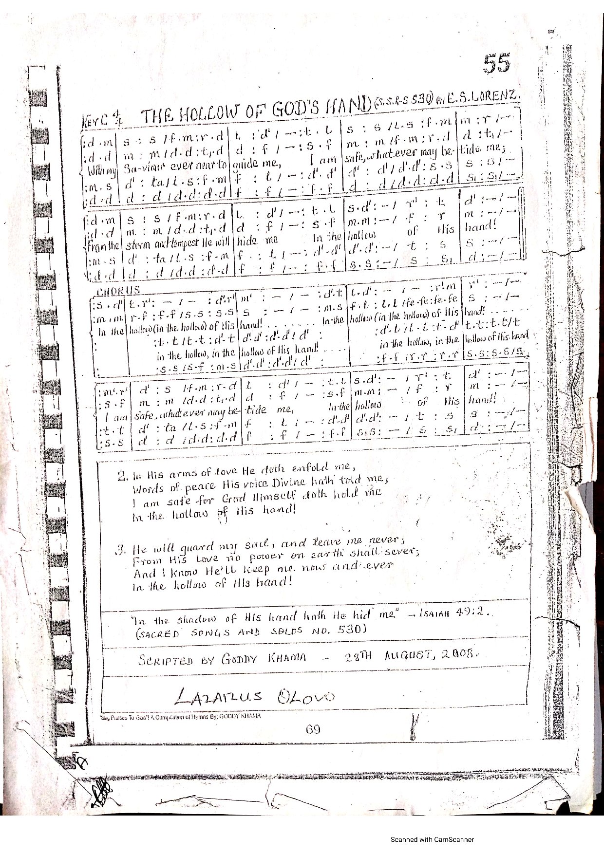 In The Hollow Of God S Hand - Download Choir Script PDF