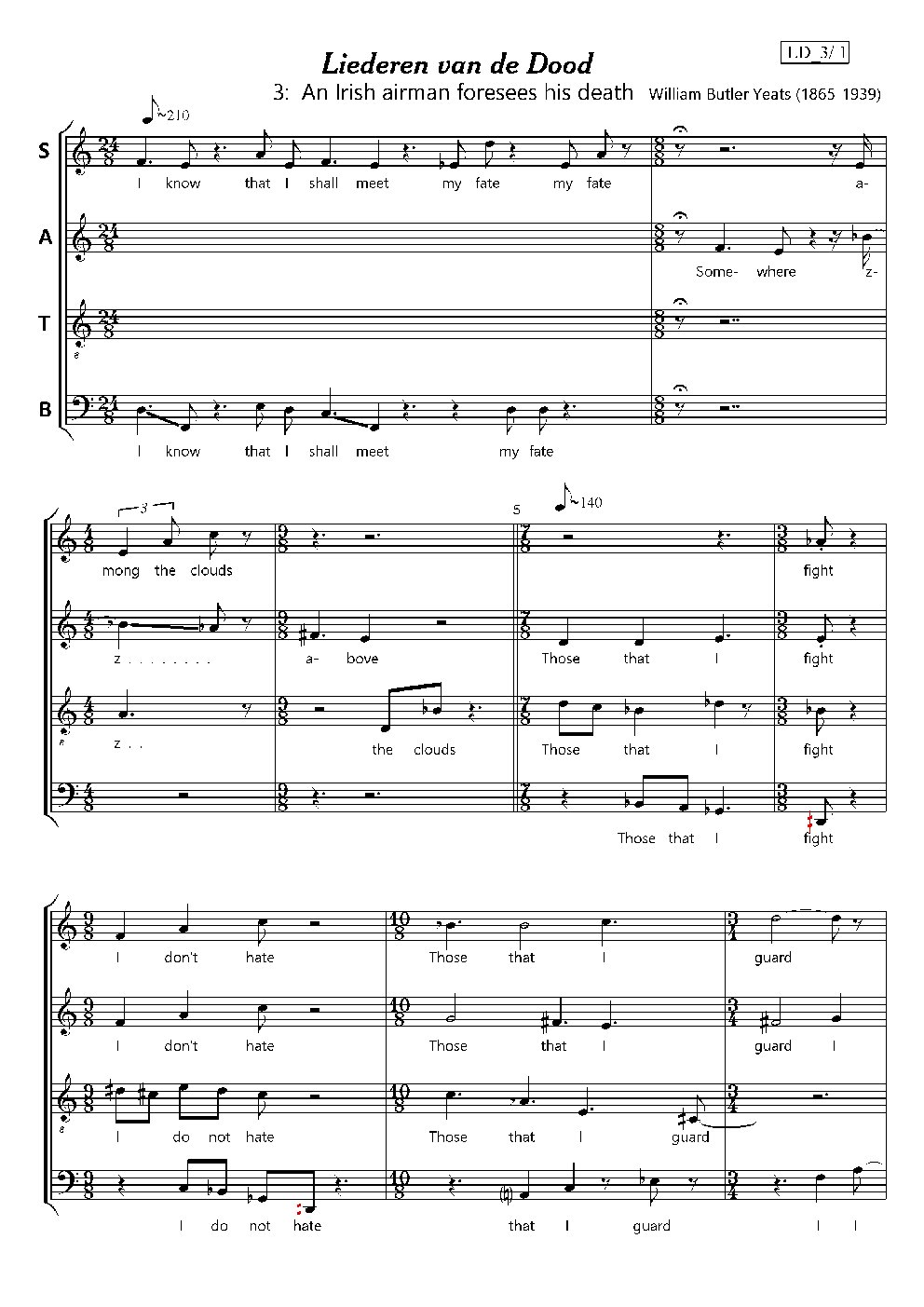 An Irish airman foresees his death - Choir Script PDF Thumbnail