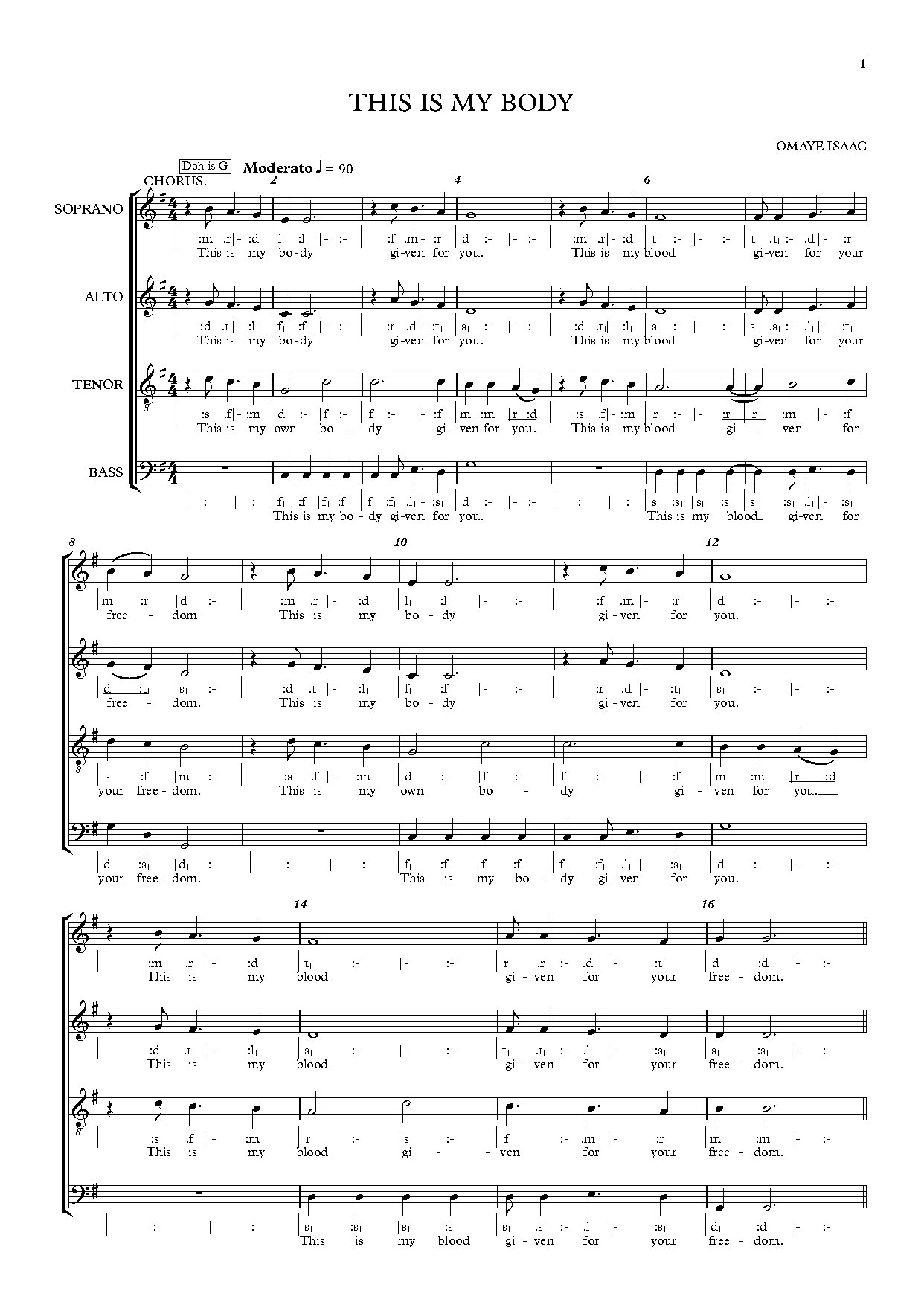 This Is My Body - Full Score - Download Choir Script PDF
