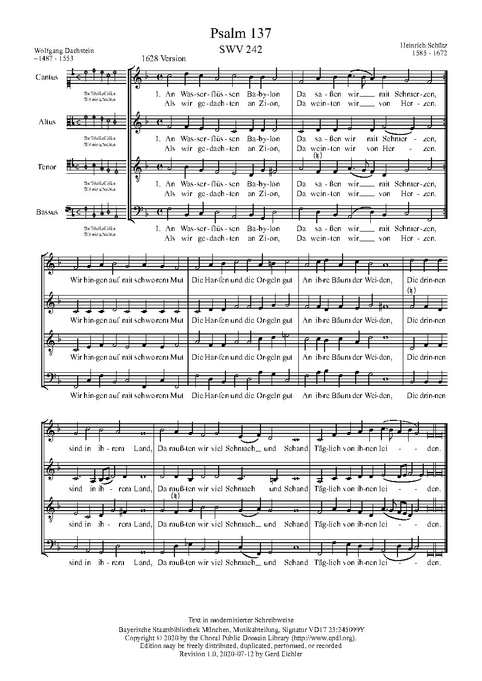An Wasserflüssen Babylon, SWV 242 - Choir Script PDF Thumbnail