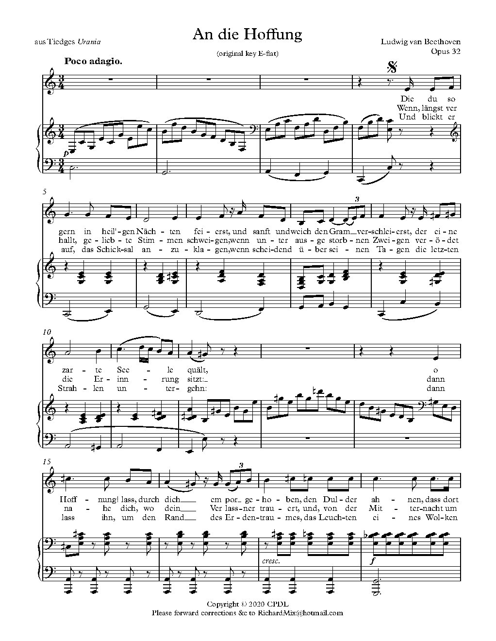 An die Hoffnung, Op. 32 - Choir Script PDF Thumbnail