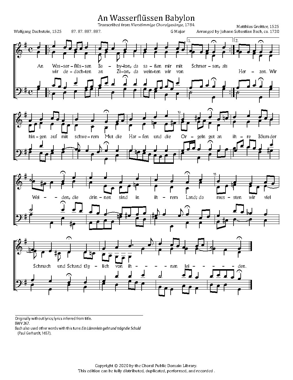 An Wasserflüssen Babylon, BWV 267