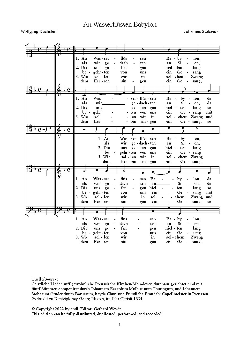An Wasserflüssen Babylon - Choir Script PDF Thumbnail