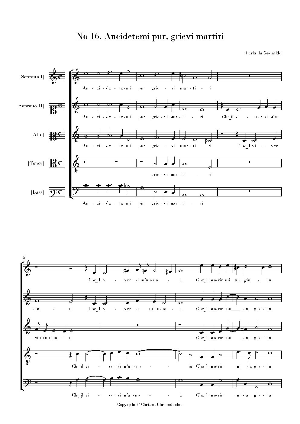 Ancidetemi pur, grievi martiri - Choir Script PDF Thumbnail