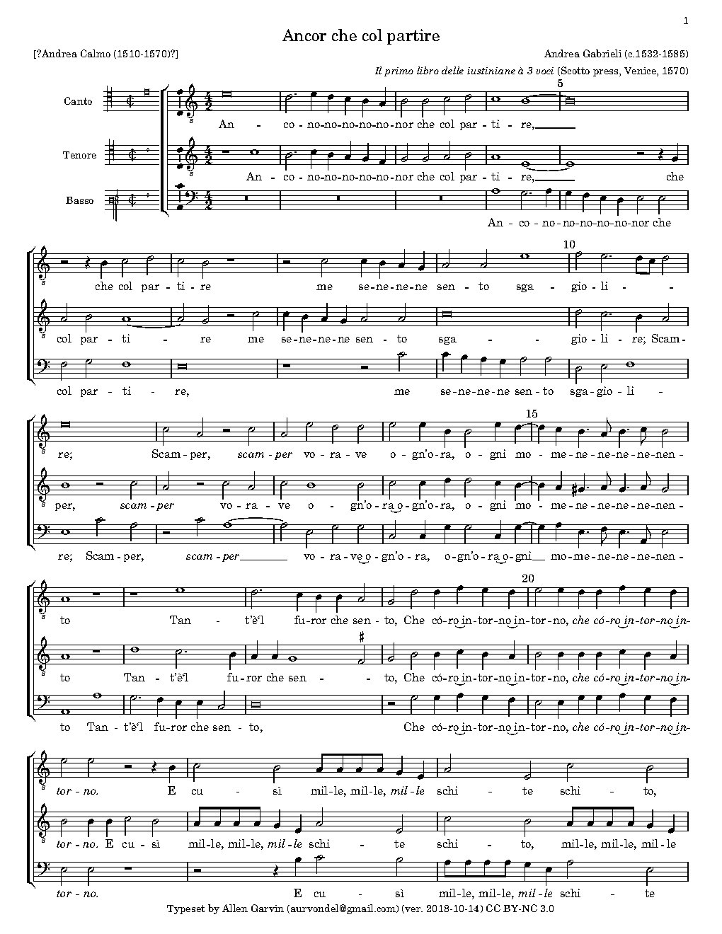 Ancor che col partire - Choir Script PDF Thumbnail