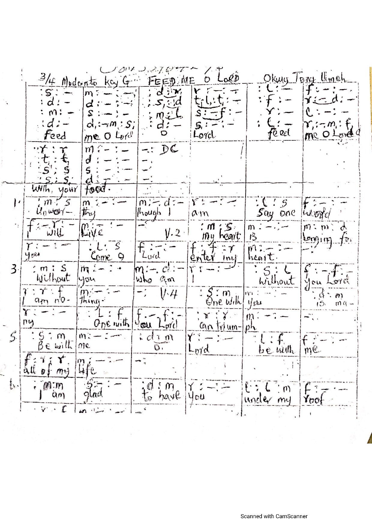 Feed Me O Lord ~ Okwy Tony Umeh - Download Choir Script PDF