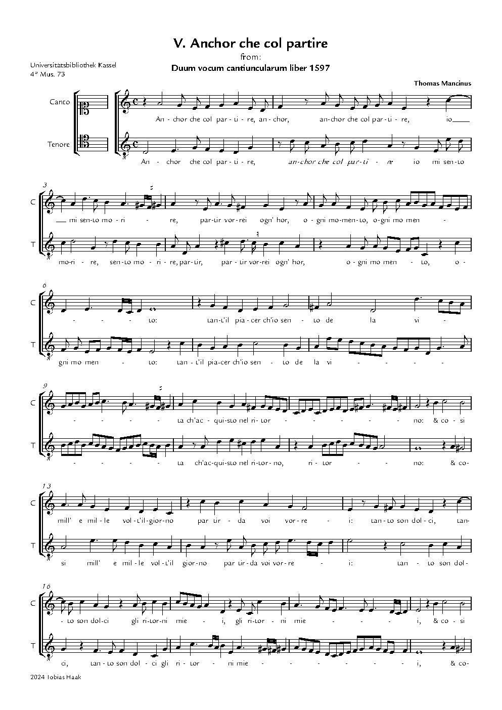 Anchor che col partire - Choir Script PDF Thumbnail