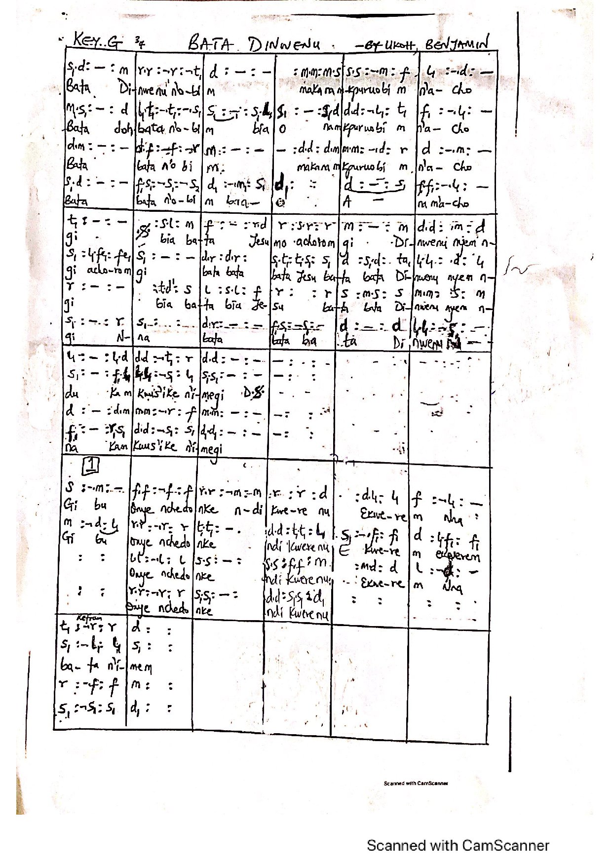Bata Dinwenu - Download Choir Script PDF