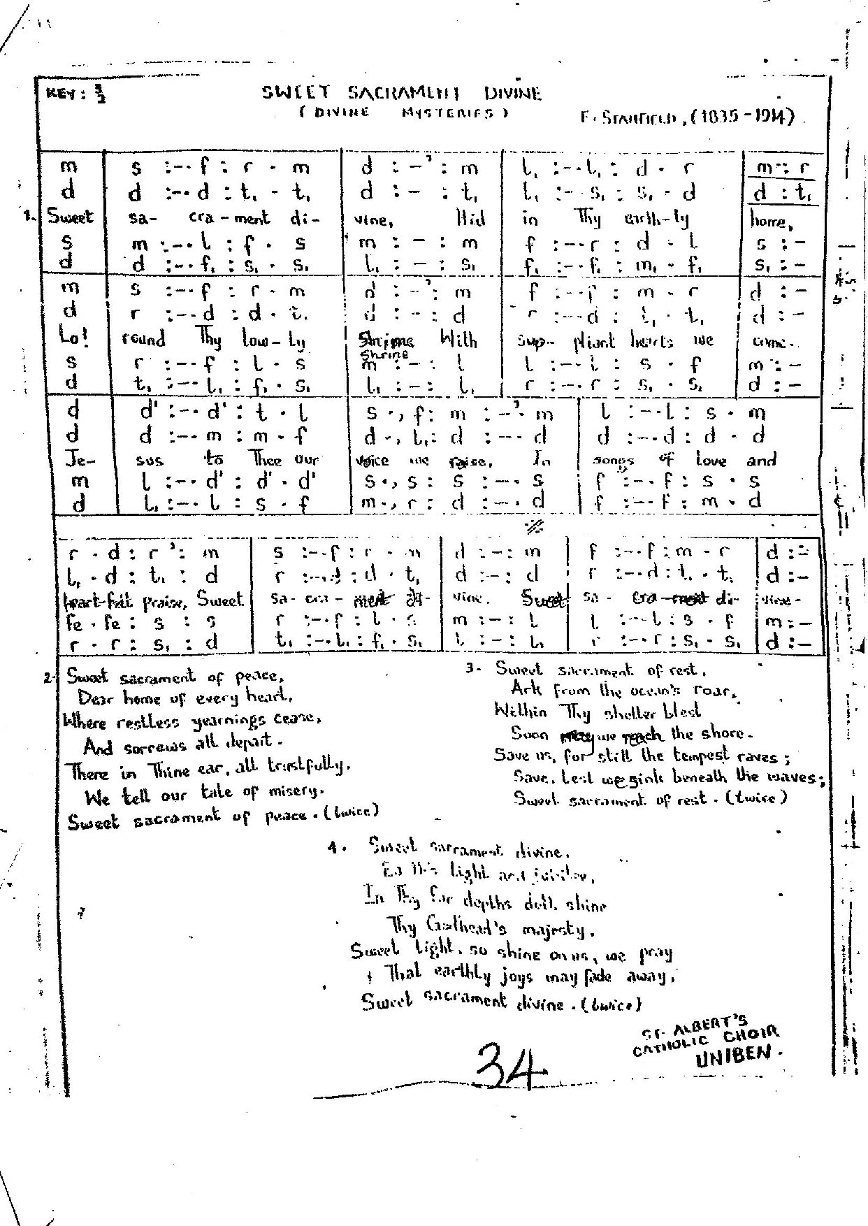 Sweet Sacrament Divine - Download Choir Script PDF