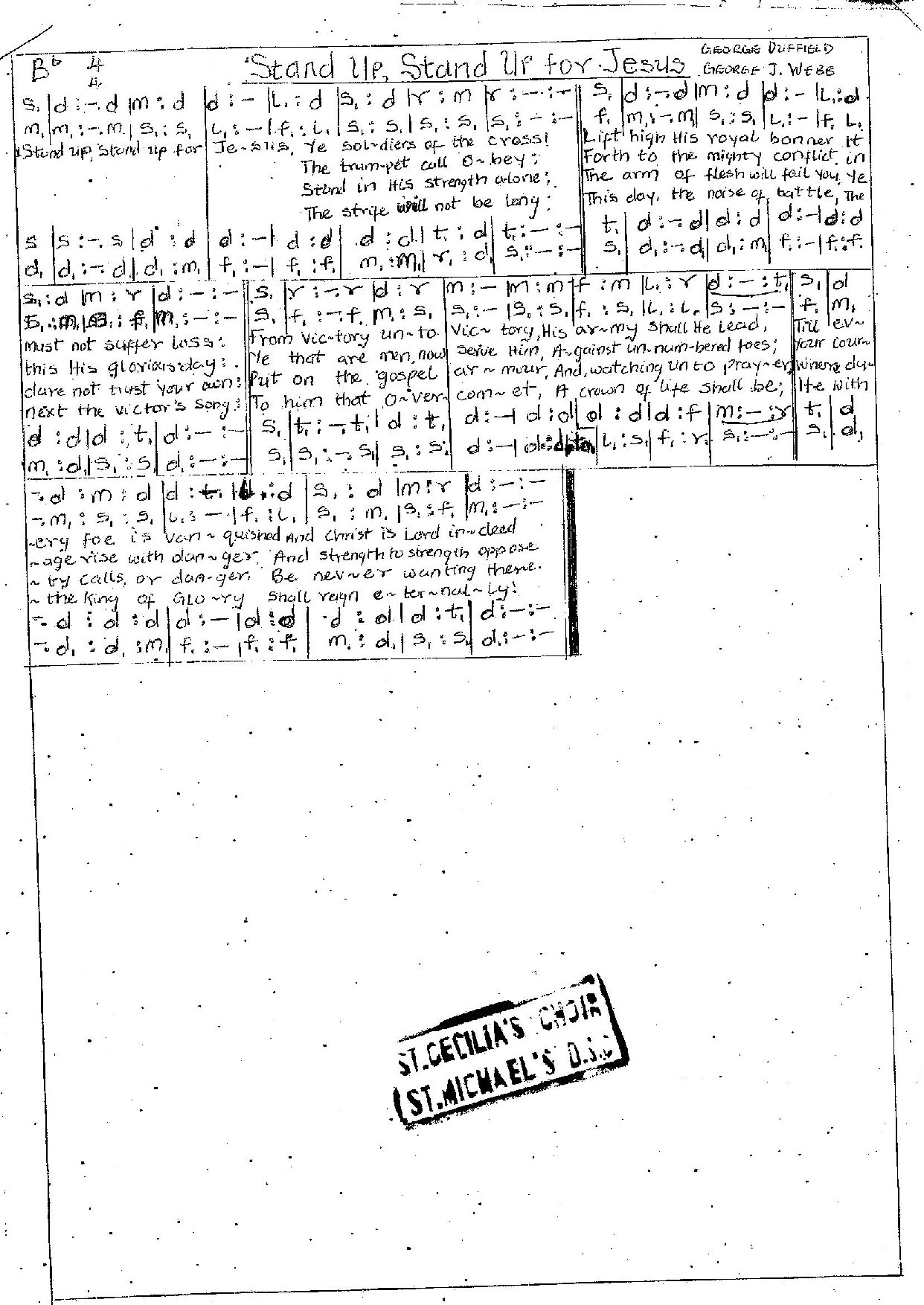 Stand Up Stand Up For Jesus - Download Choir Script PDF