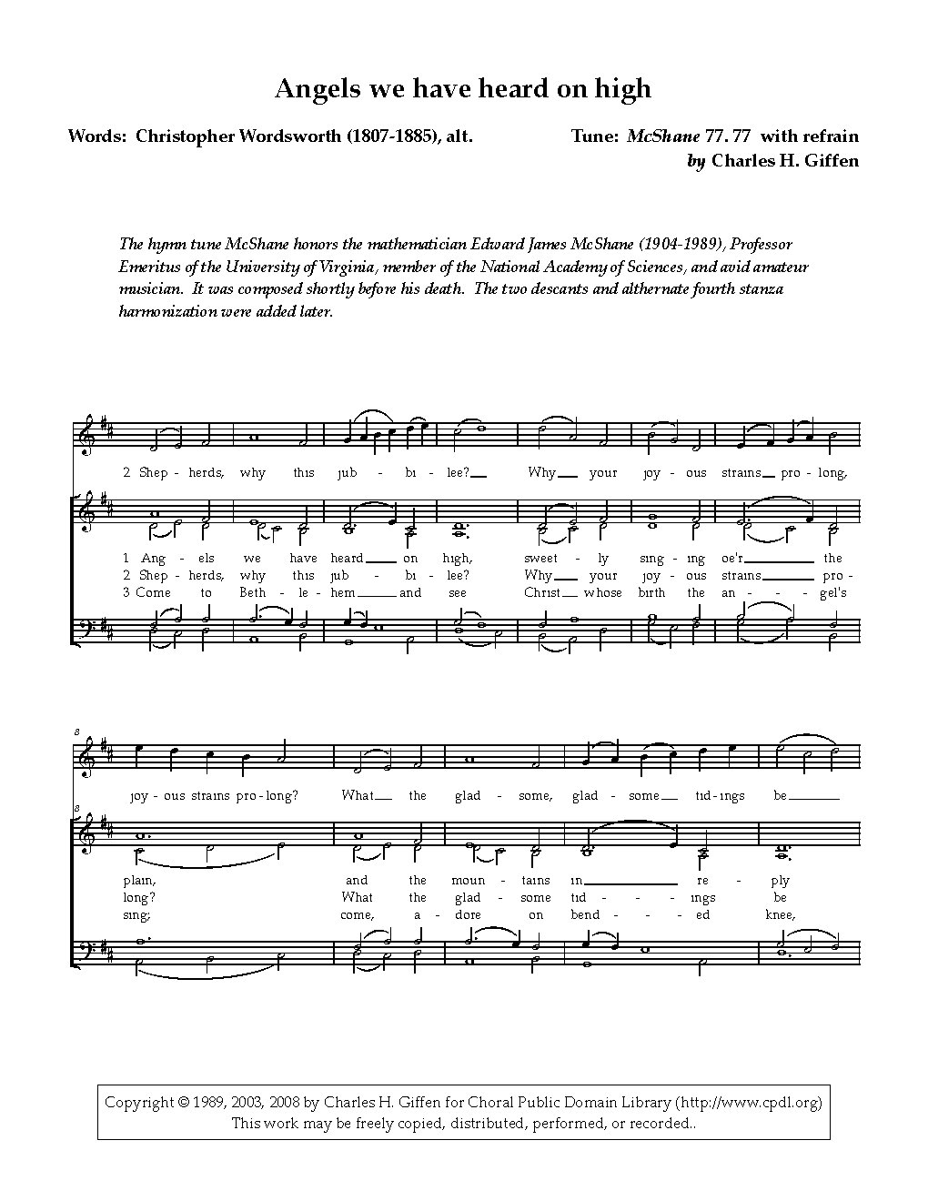 Angels we have heard on high - Choir Script PDF Thumbnail