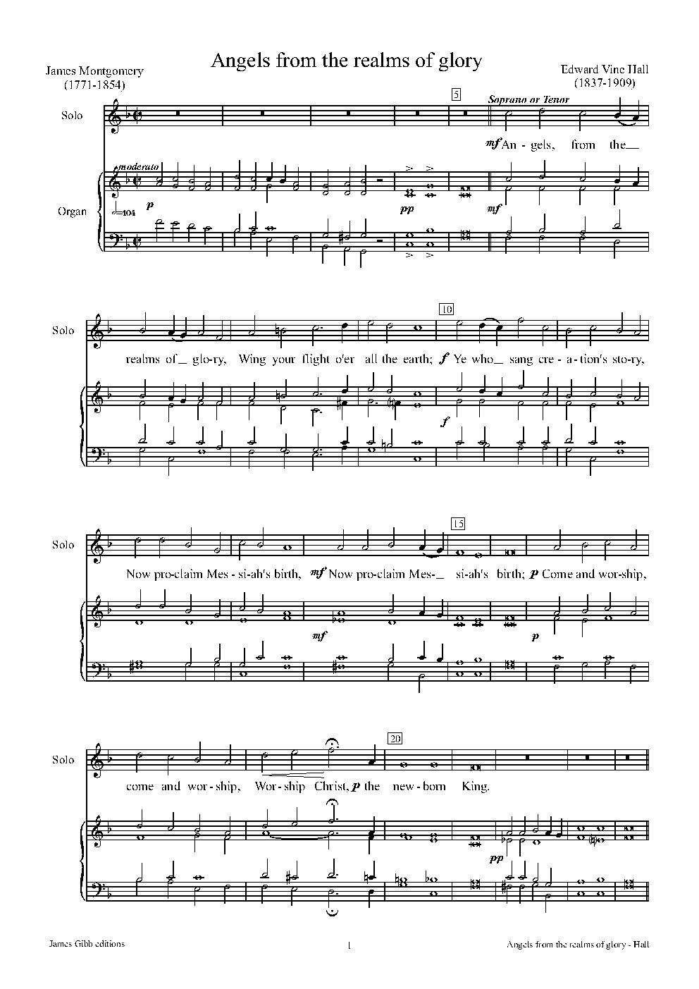 Angels from the realms of glory - Choir Script PDF Thumbnail