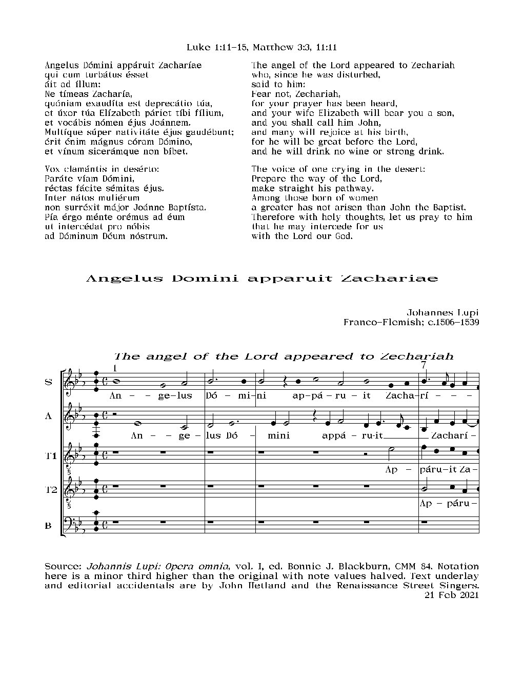 Angelus Domini apparuit Zachariae - Choir Script PDF Thumbnail