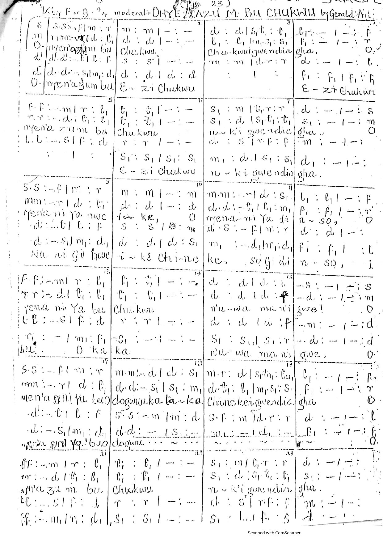 Onye N Azu M Bu Chukwu ~ Gerald Ani - Download Choir Script PDF