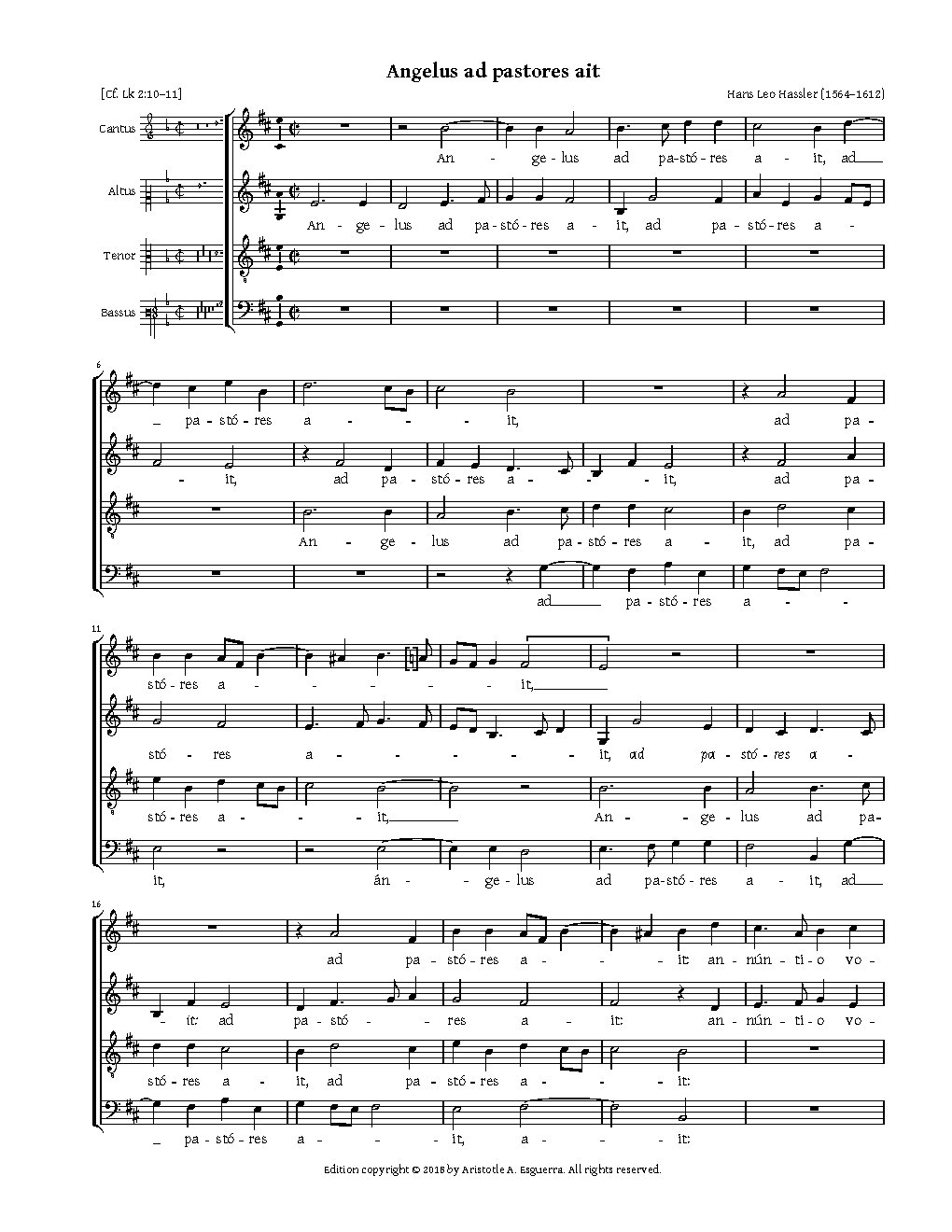 Angelus ad pastores ait - Choir Script PDF Thumbnail