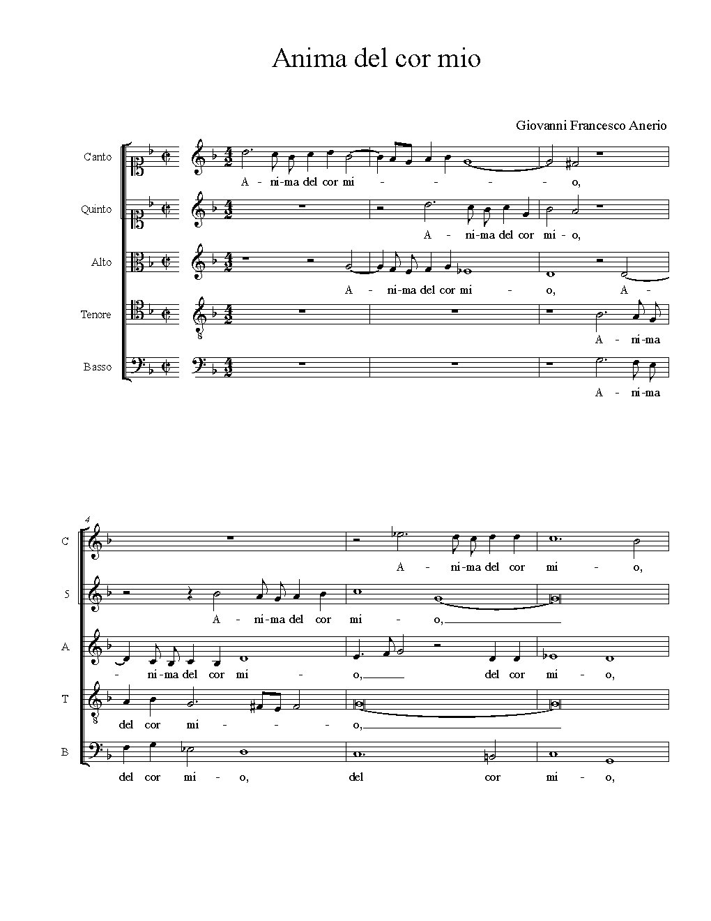 Anima del cor mio - Choir Script PDF Thumbnail