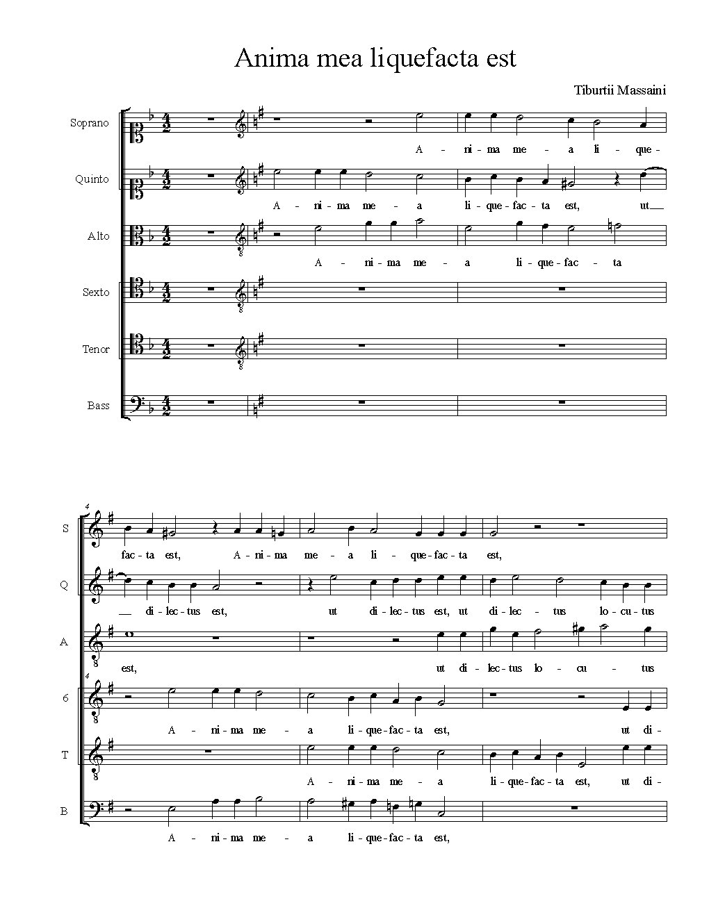 Anima mea liquefacta est - Choir Script PDF Thumbnail