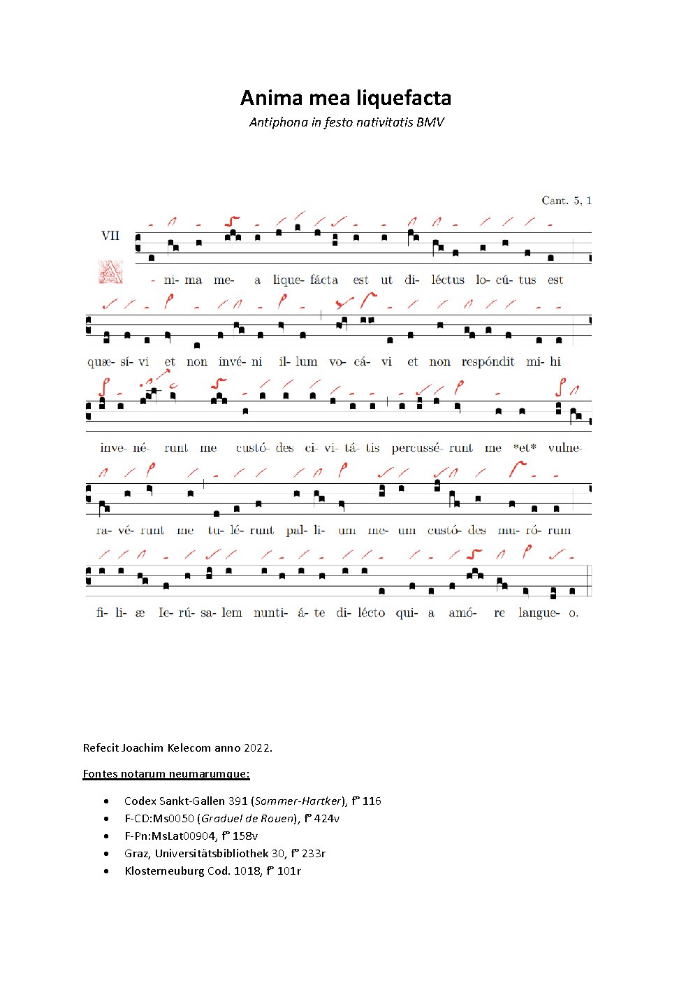 Anima mea liquefacta - Choir Script PDF Thumbnail