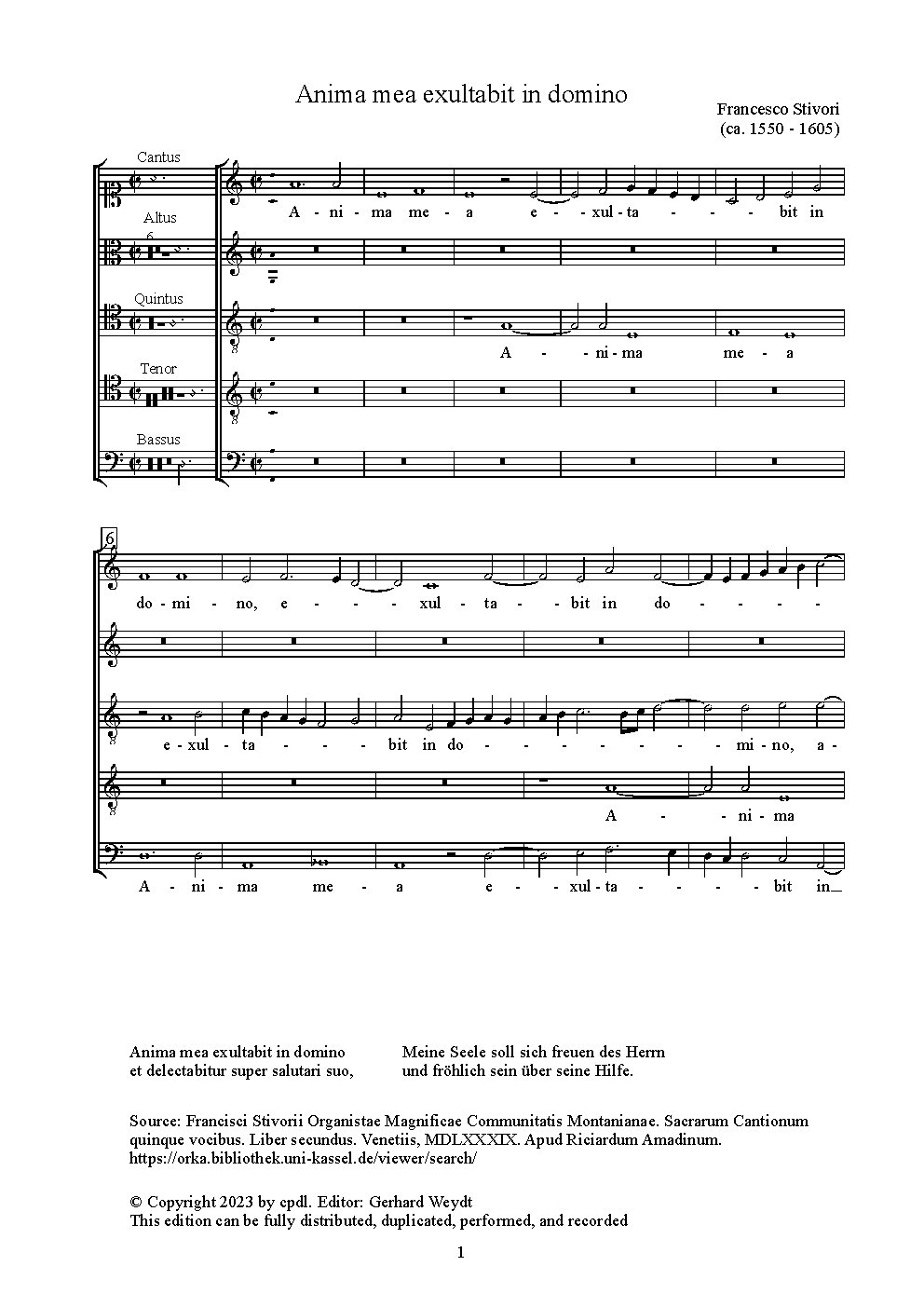 Anima mea exultabit in domino - Choir Script PDF Thumbnail