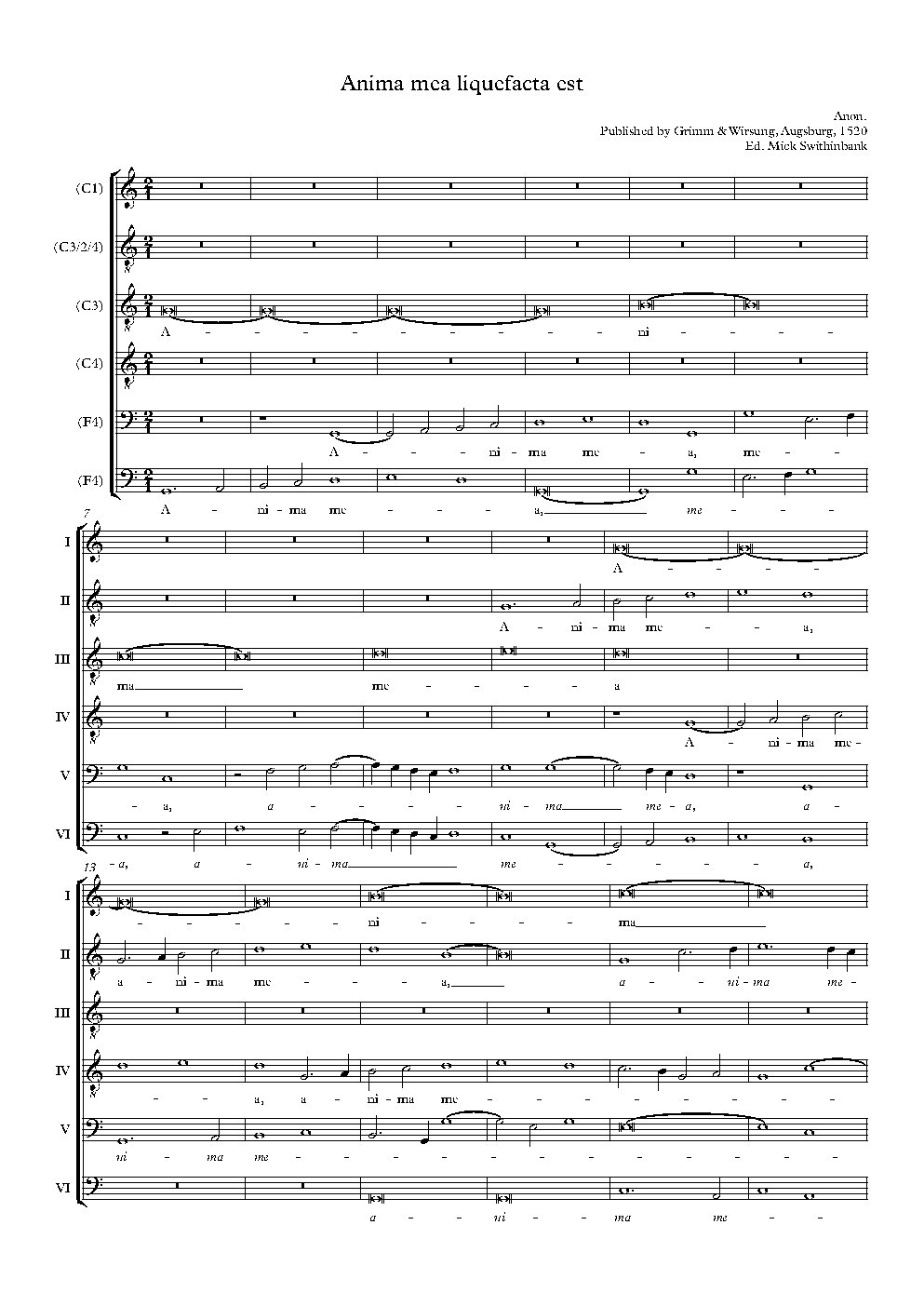 Anima mea liquefacta est - Choir Script PDF Thumbnail
