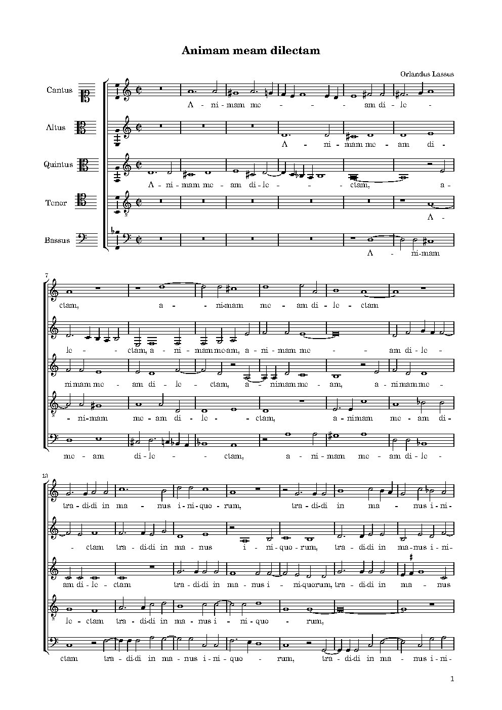 Animam meam dilectam a 5 - Choir Script PDF Thumbnail